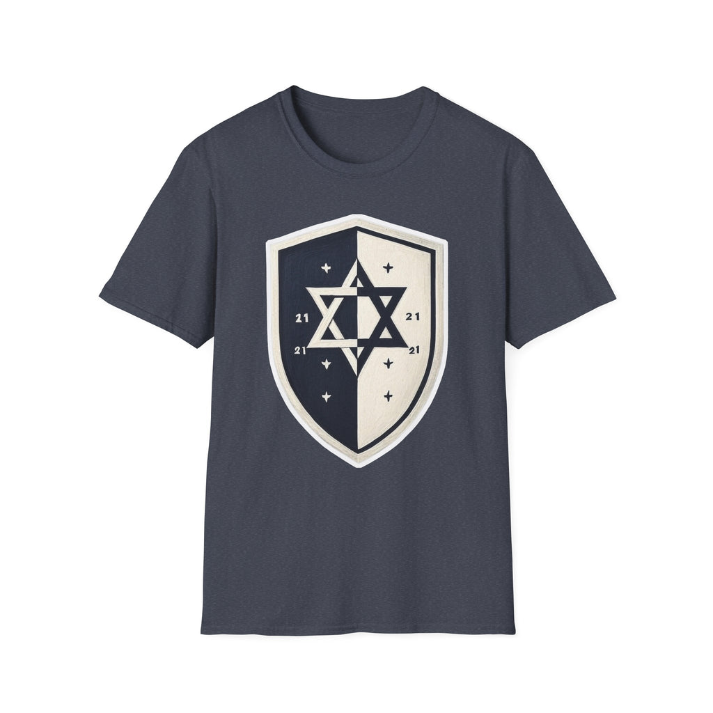 Black and White Shield Unisex Softstyle T-Shirt - American Zionist