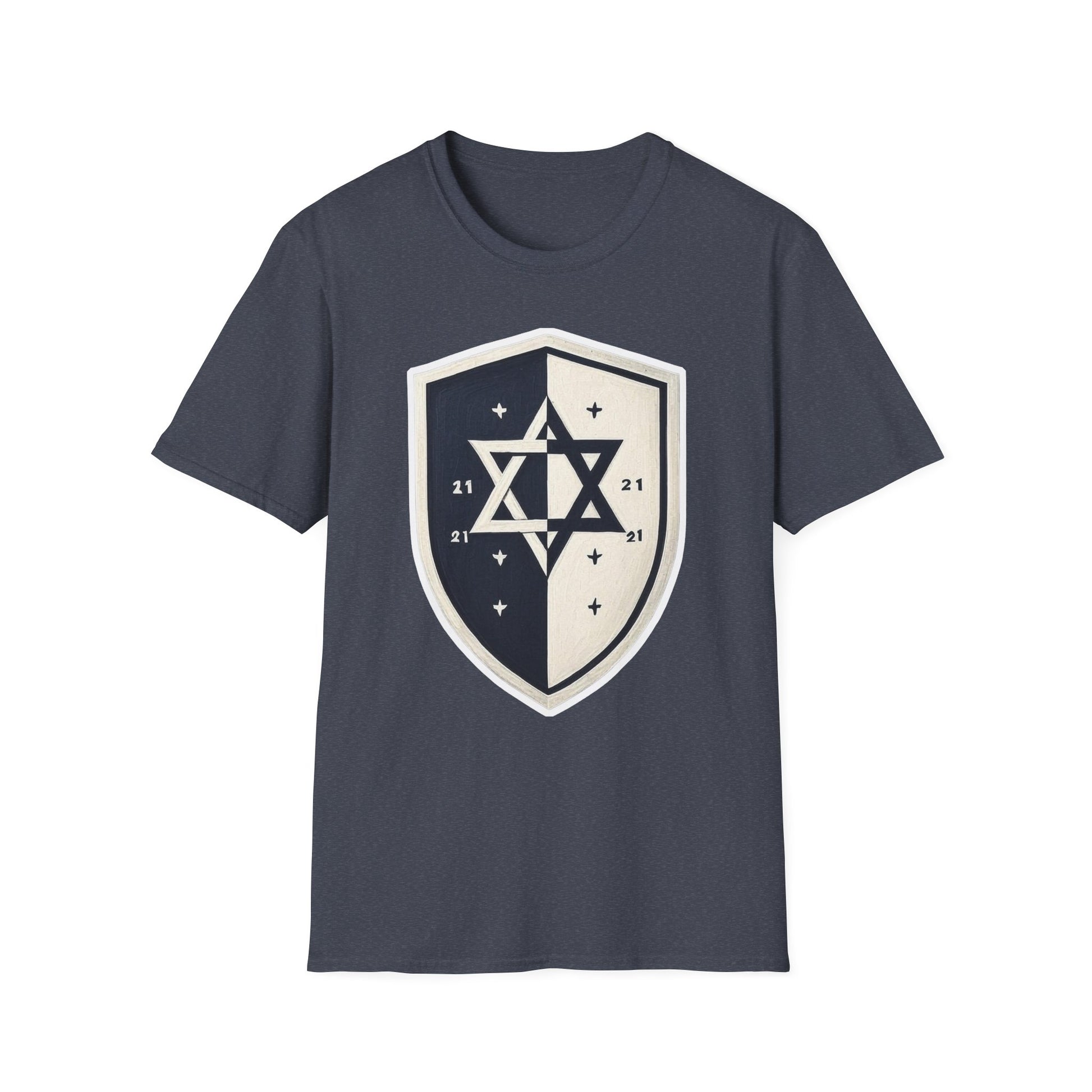 Black and White Shield Unisex Softstyle T-Shirt - American Zionist