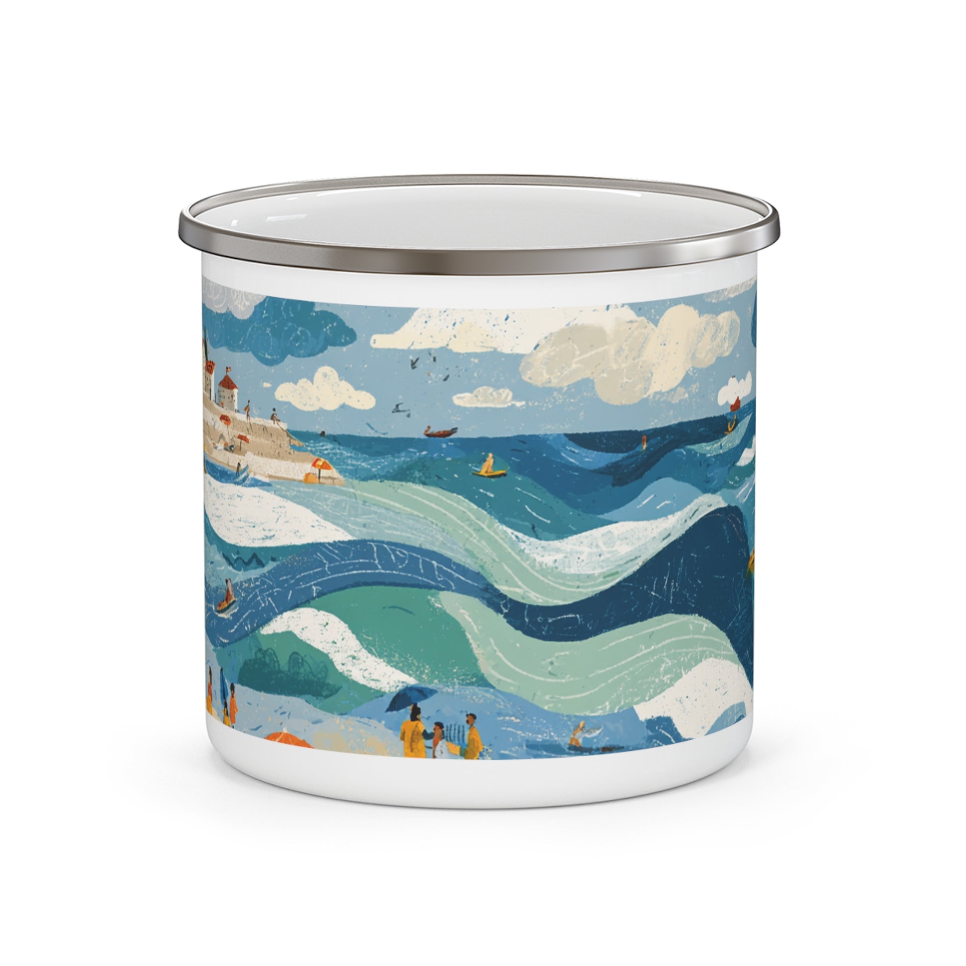Tel Aviv Beach Enamel Camping Mug - American Zionist
