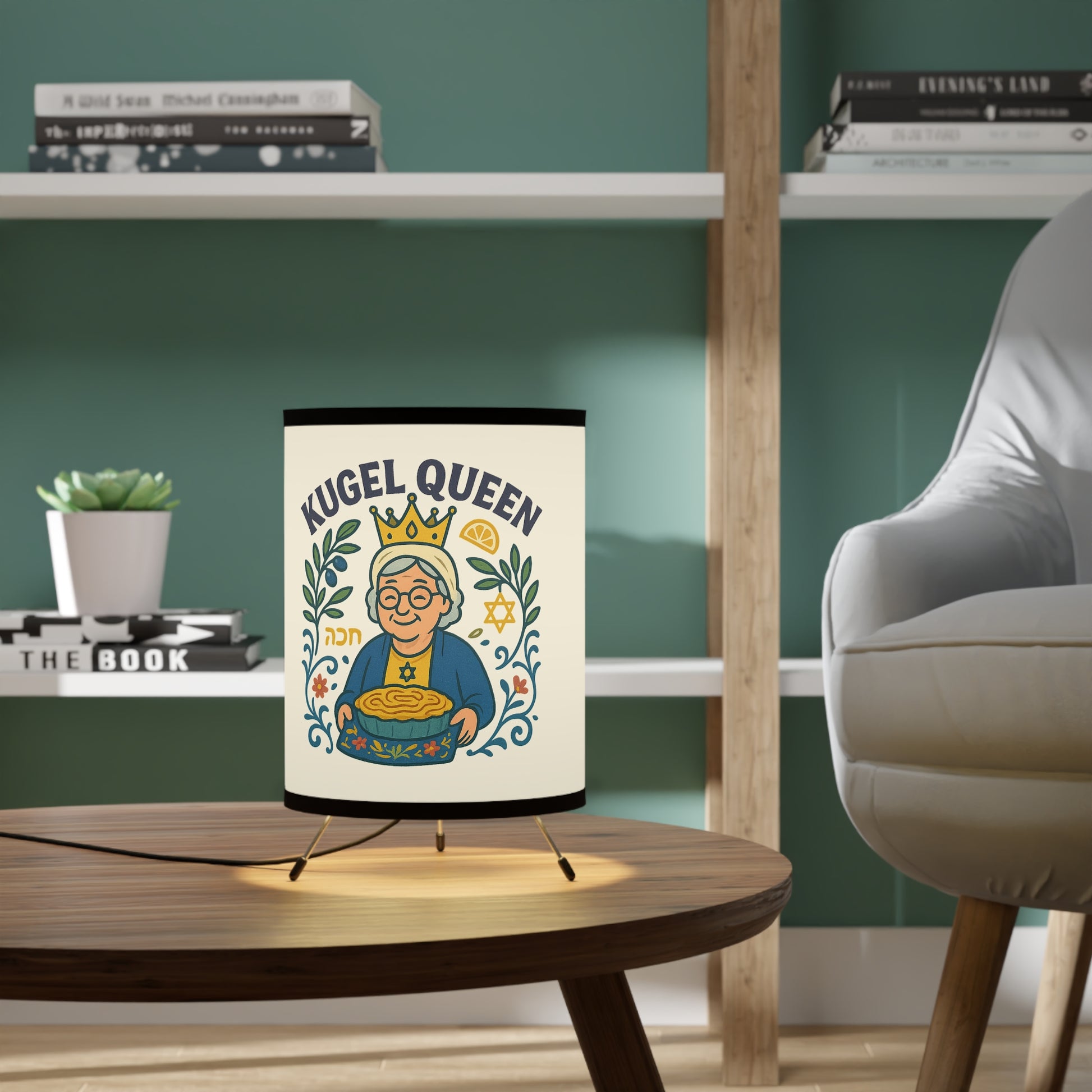 Kugel Queen Tripod Lamp with High - Res Printed Shade - American Zionist
