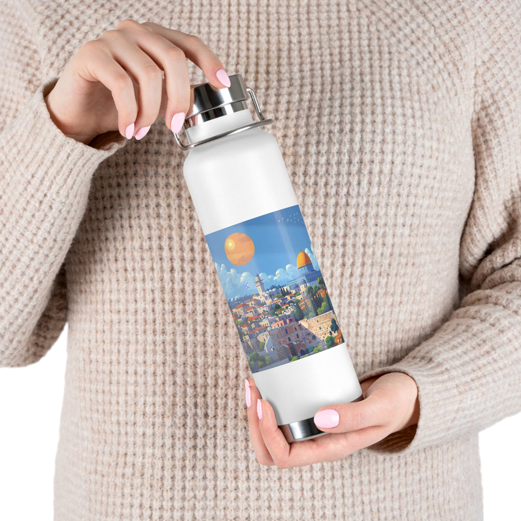 Jerusalem City Skyline Copper Vacuum Insulated Bottle, 22oz - American Zionist