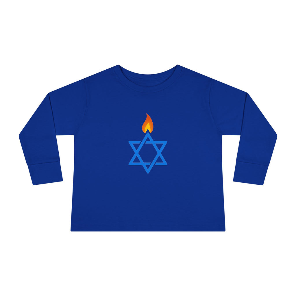 Fire Stars Of David Toddler Long Sleeve Tee - American Zionist
