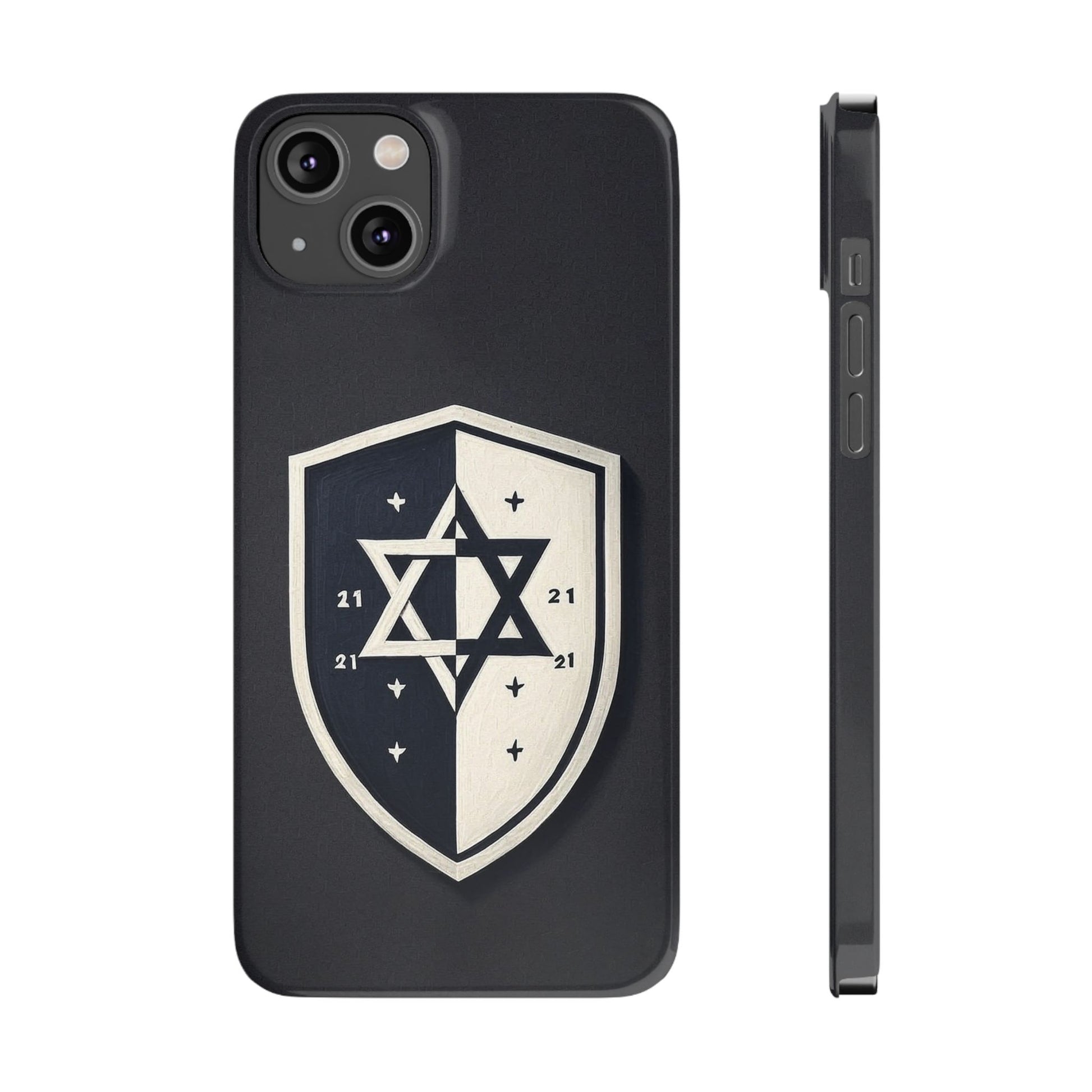 Black and White Shield Slim Phone Cases - American Zionist