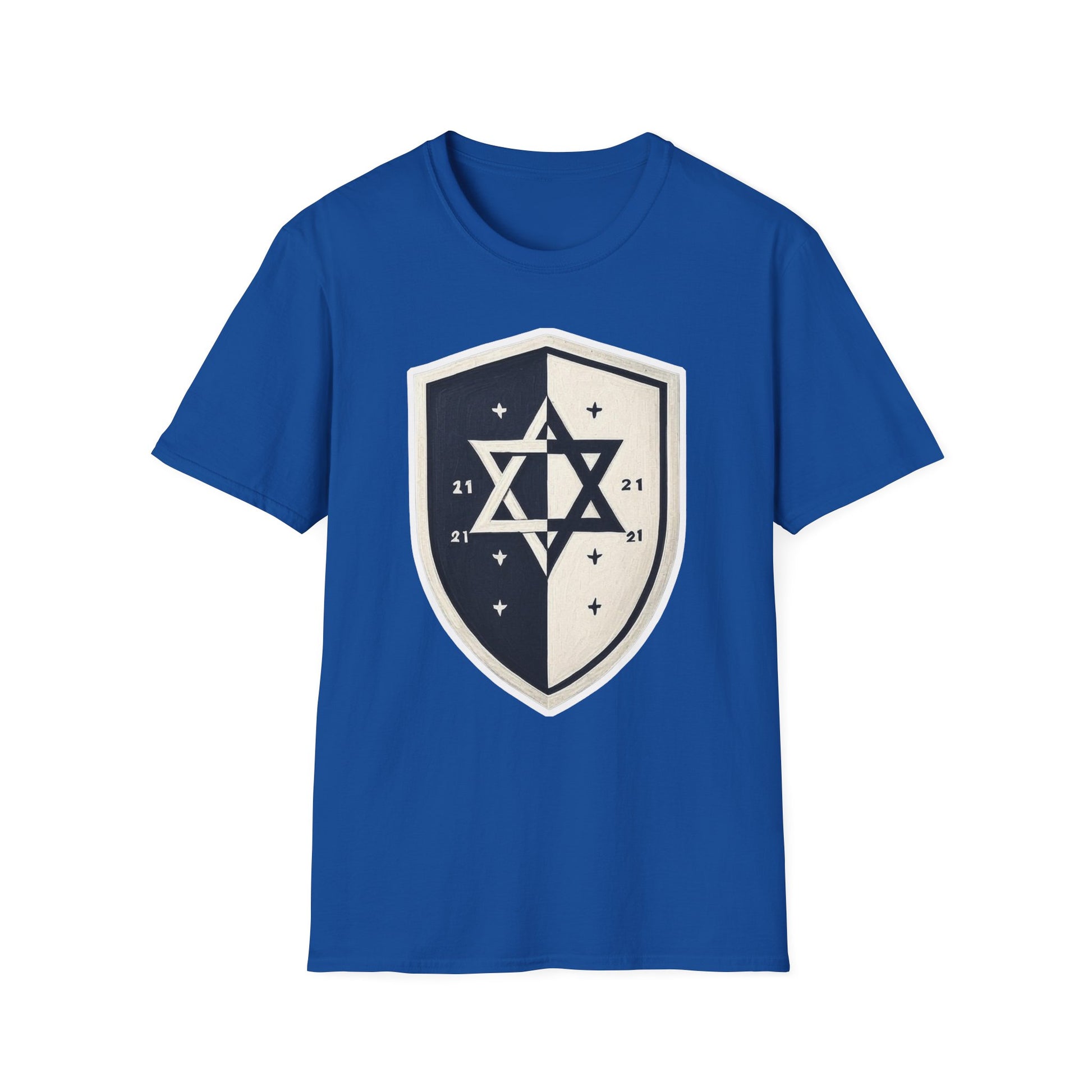 Black and White Shield Unisex Softstyle T-Shirt - American Zionist