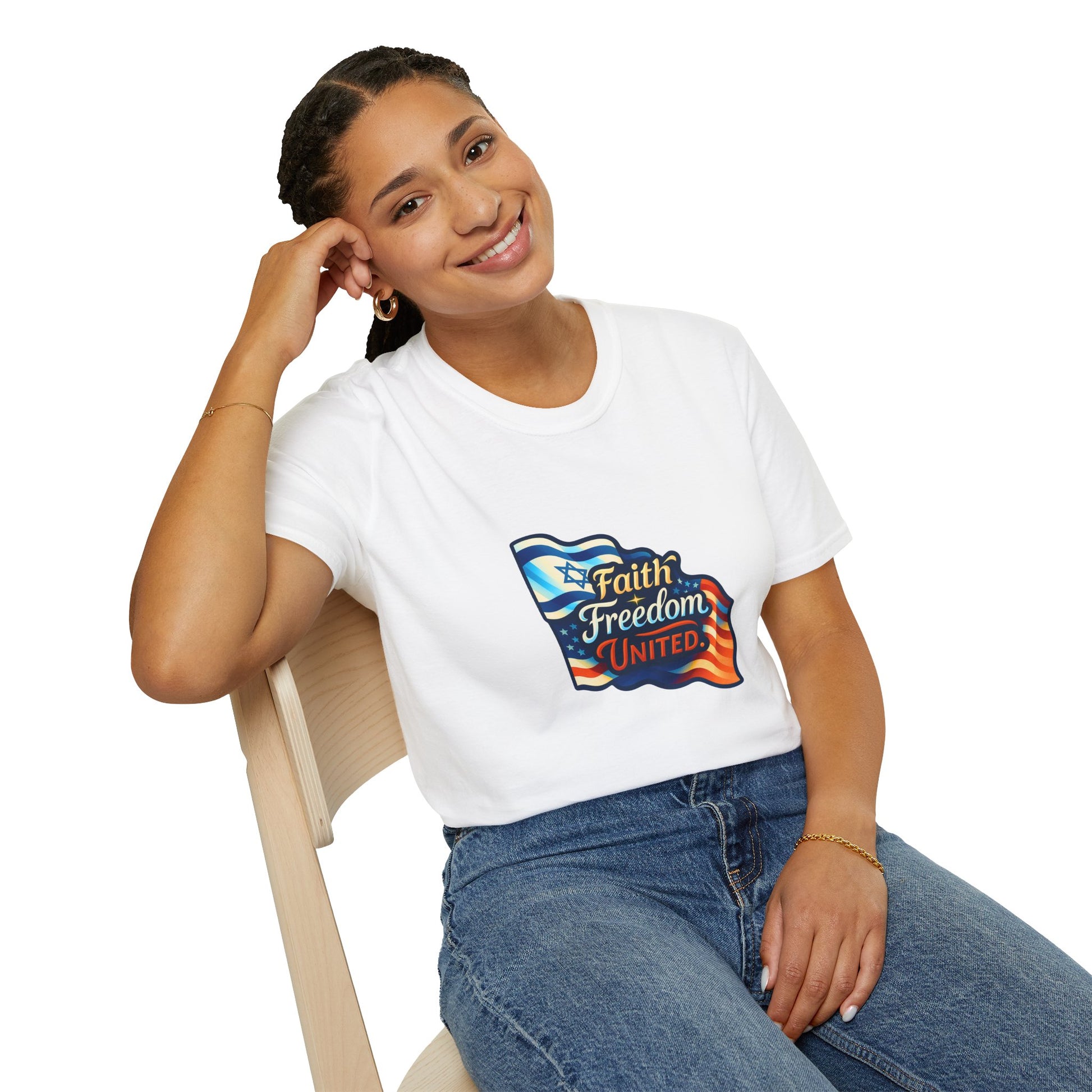 Faith Freedom United Unisex Softstyle T-Shirt - American Zionist