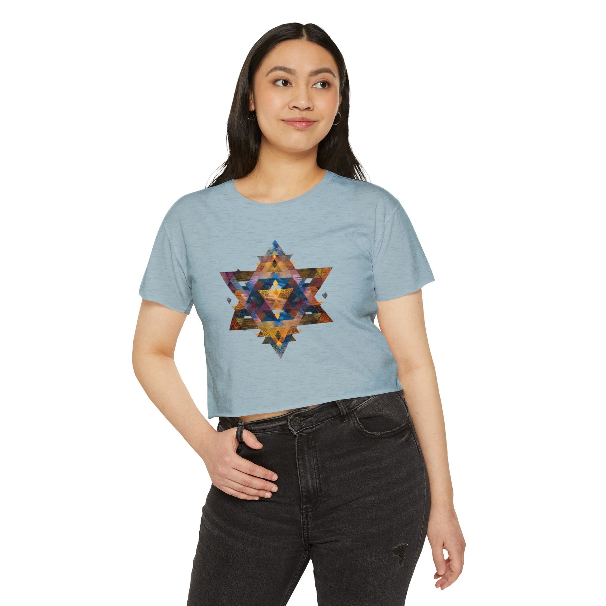 Star of David Geometric Women's Festival Crop Top - American Zionist