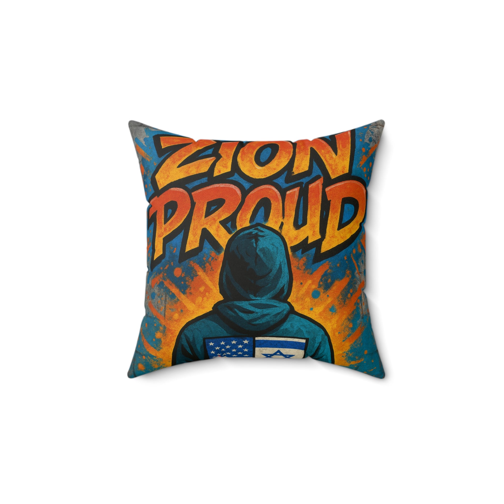 Zion Proud Spun Polyester Square Pillow - American Zionist