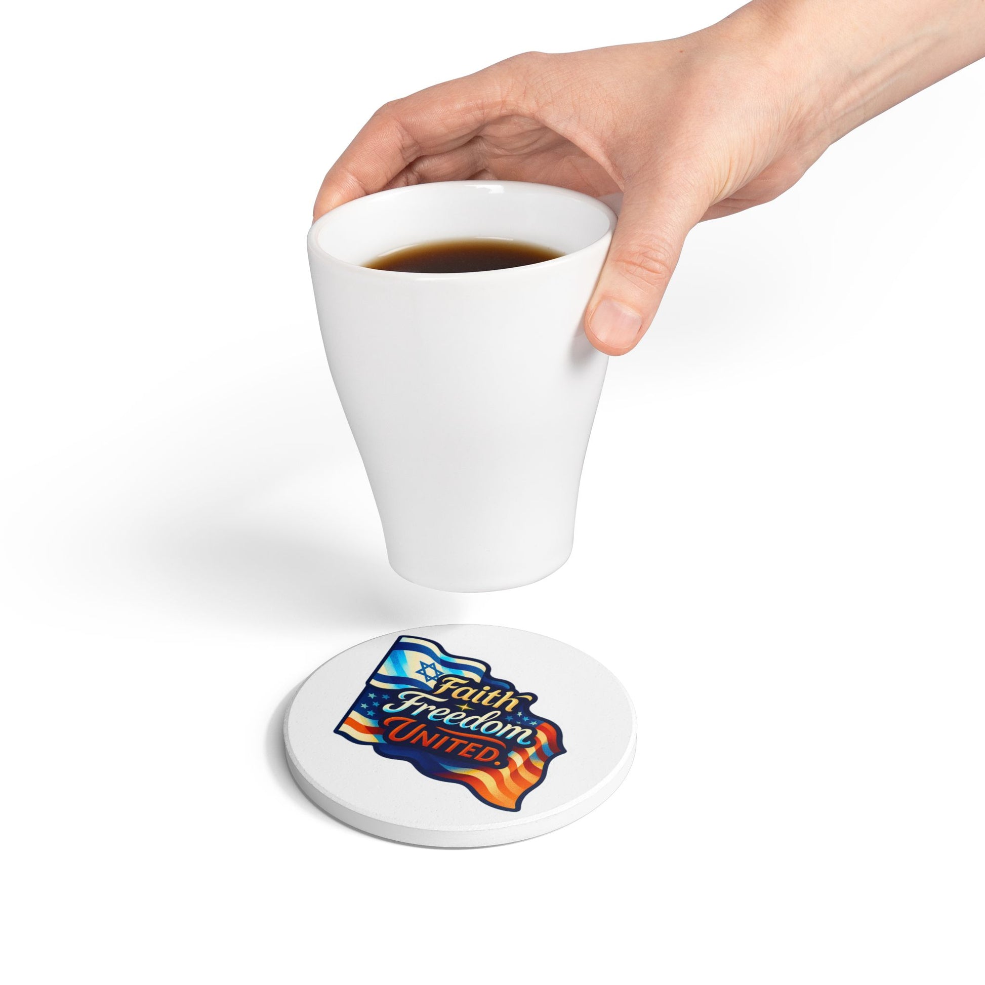 Faith Freedom United Ceramic Coaster - American Zionist