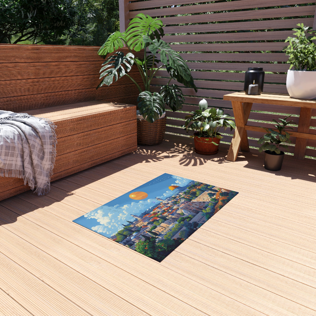 Jerusalem City Skyline Outdoor Rug - American Zionist