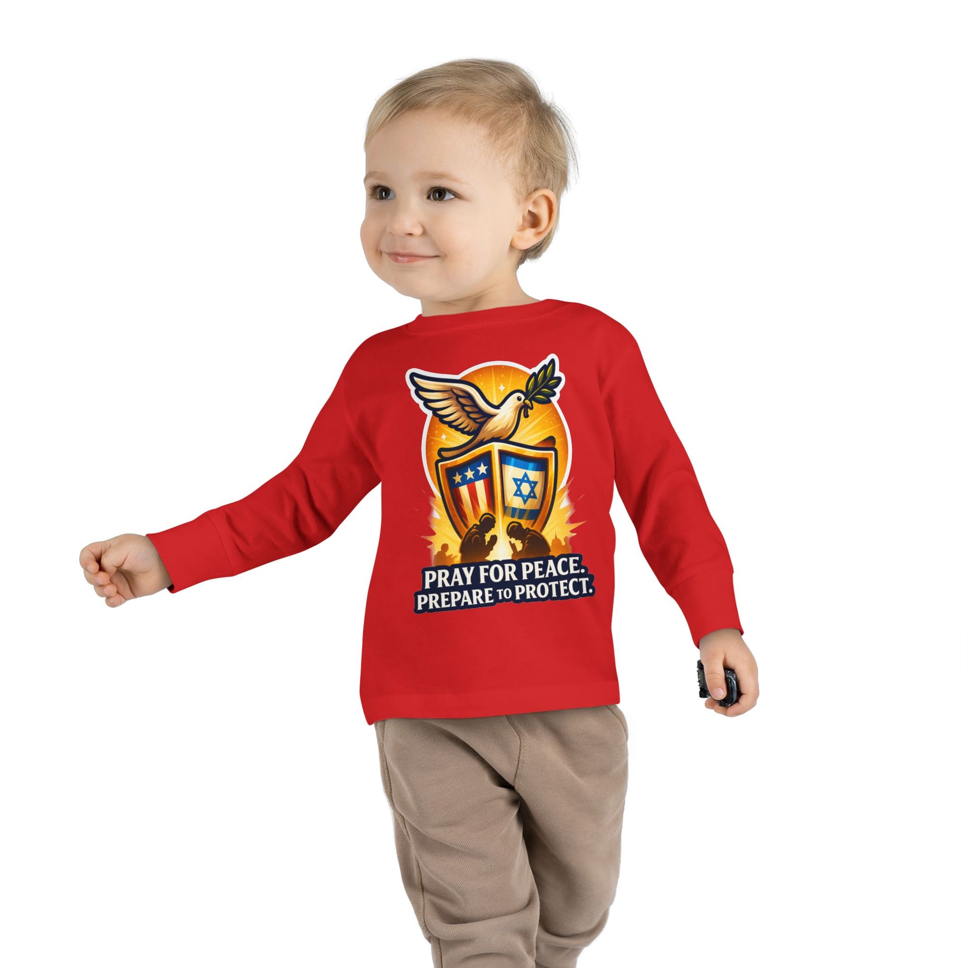 Pray For Peace Toddler Long Sleeve Tee - American Zionist