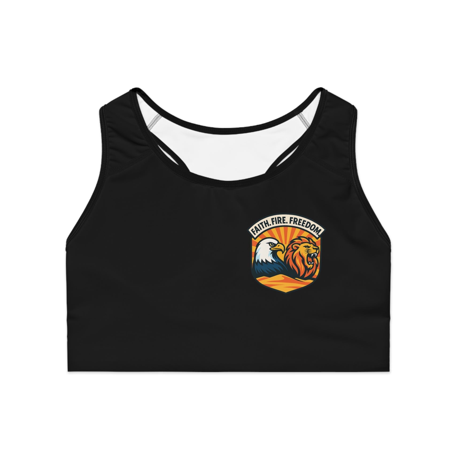 Lions Eagles Rise Sports Bra (AOP) - American Zionist