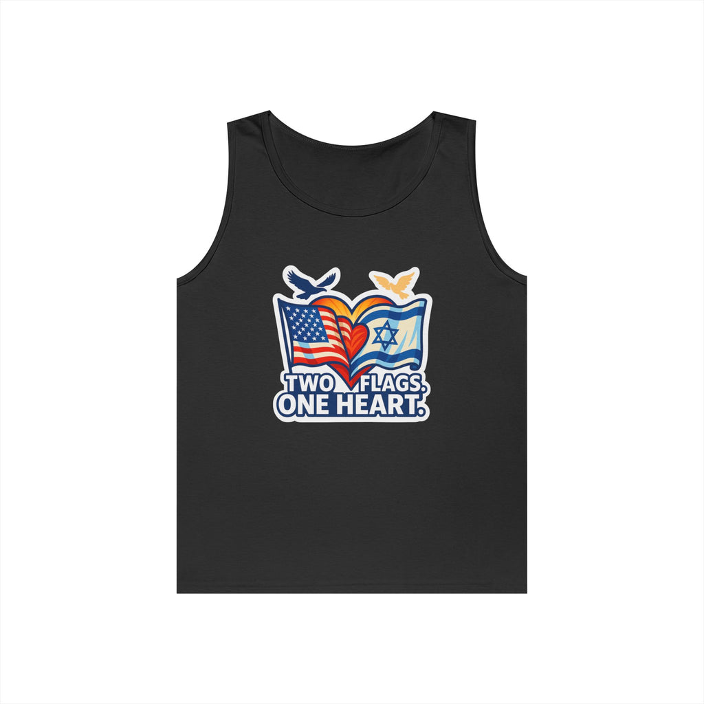 Two Flags. One Heart Unisex Heavy Cotton Tank Top - American Zionist