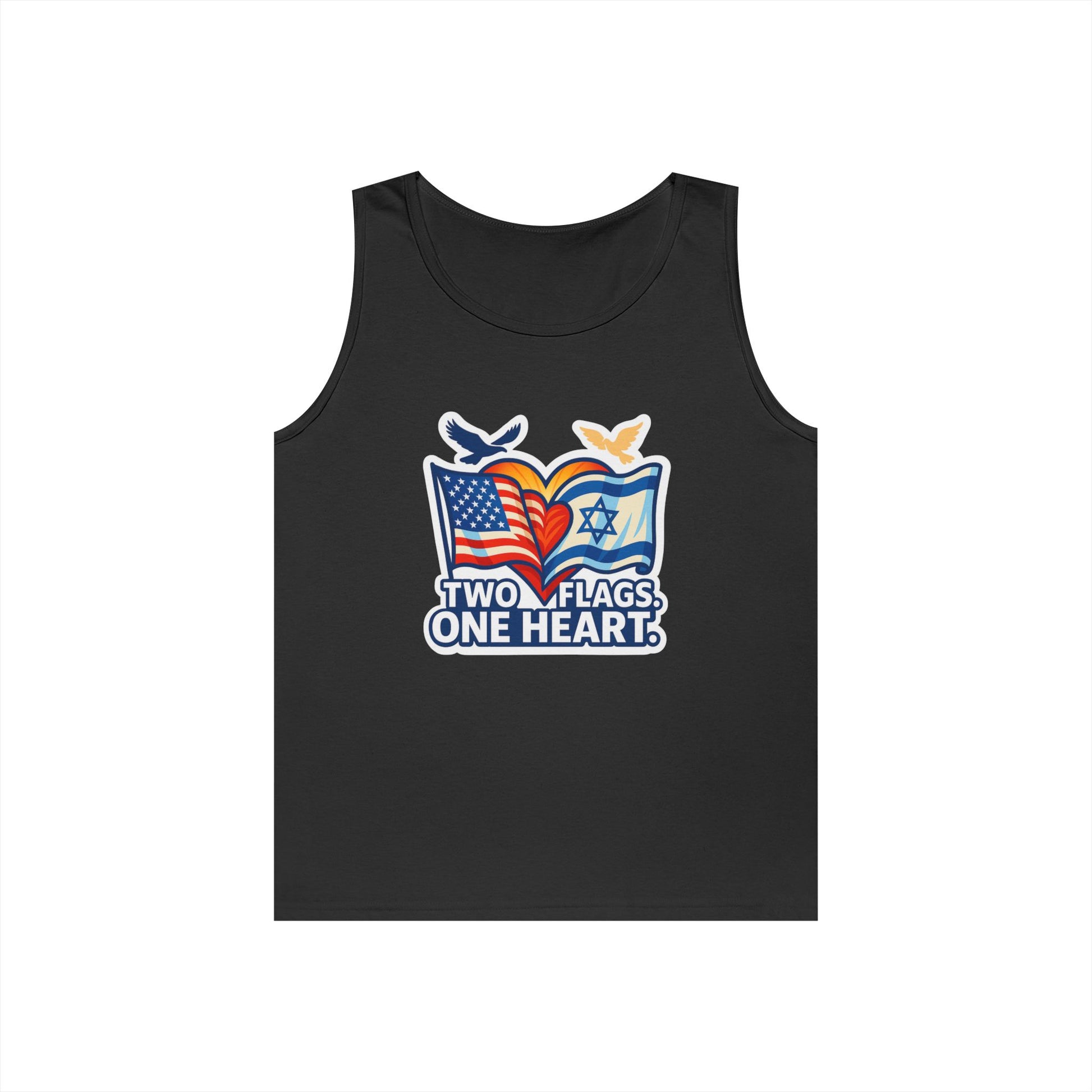 Two Flags. One Heart Unisex Heavy Cotton Tank Top - American Zionist