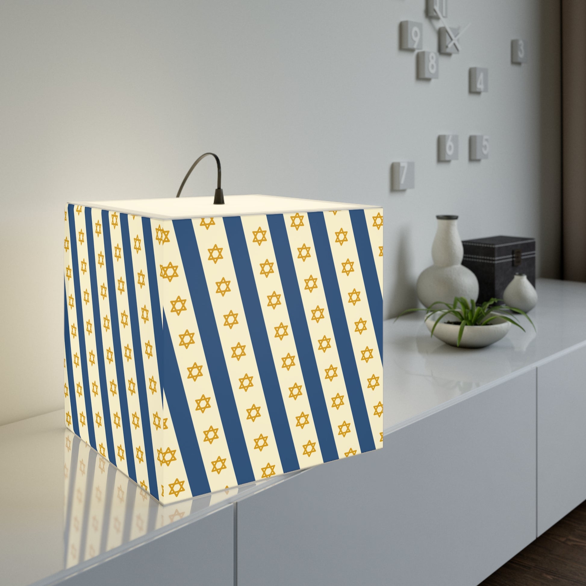 Israel Regalia Stripe Light Cube Lamp - American Zionist