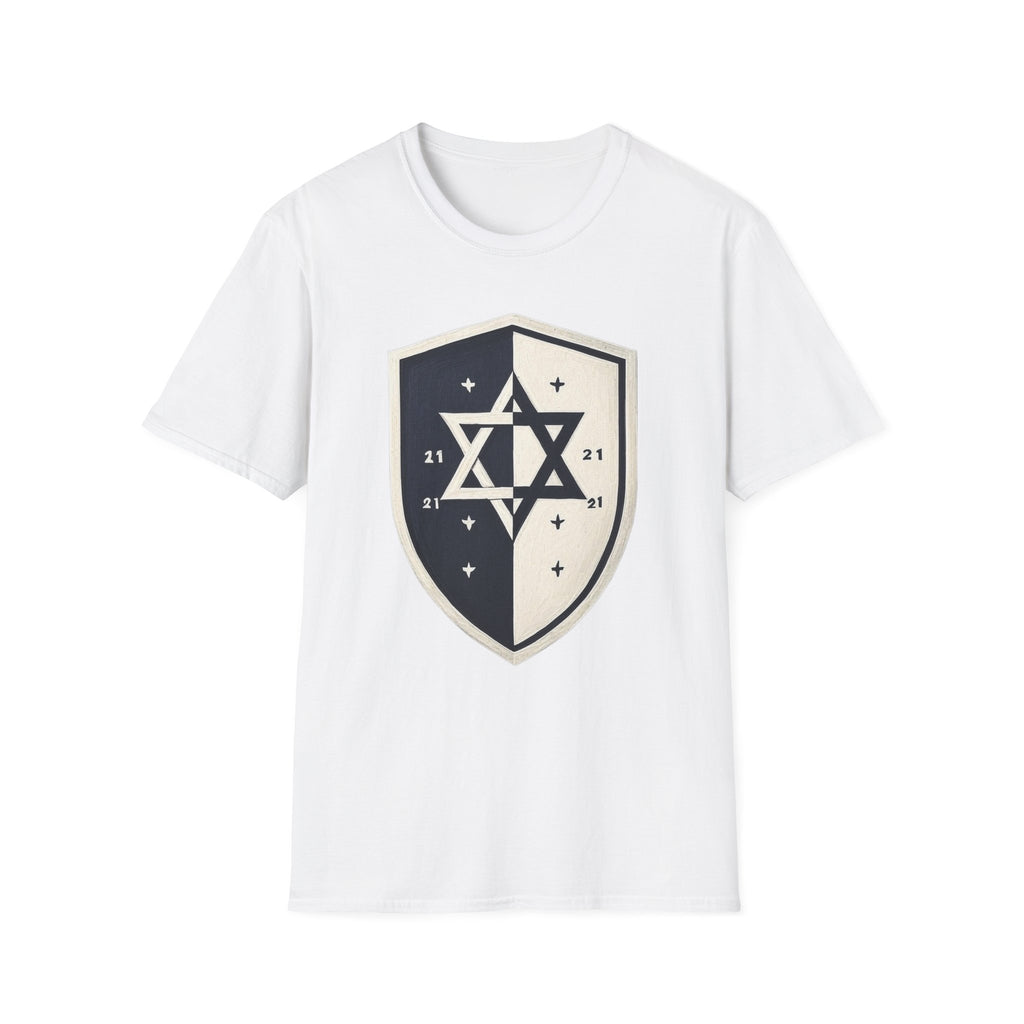 Black and White Shield Unisex Softstyle T-Shirt - American Zionist