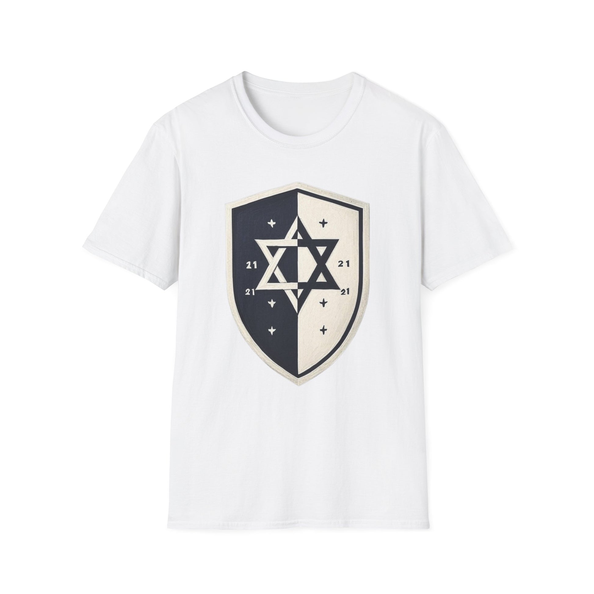 Black and White Shield Unisex Softstyle T-Shirt - American Zionist