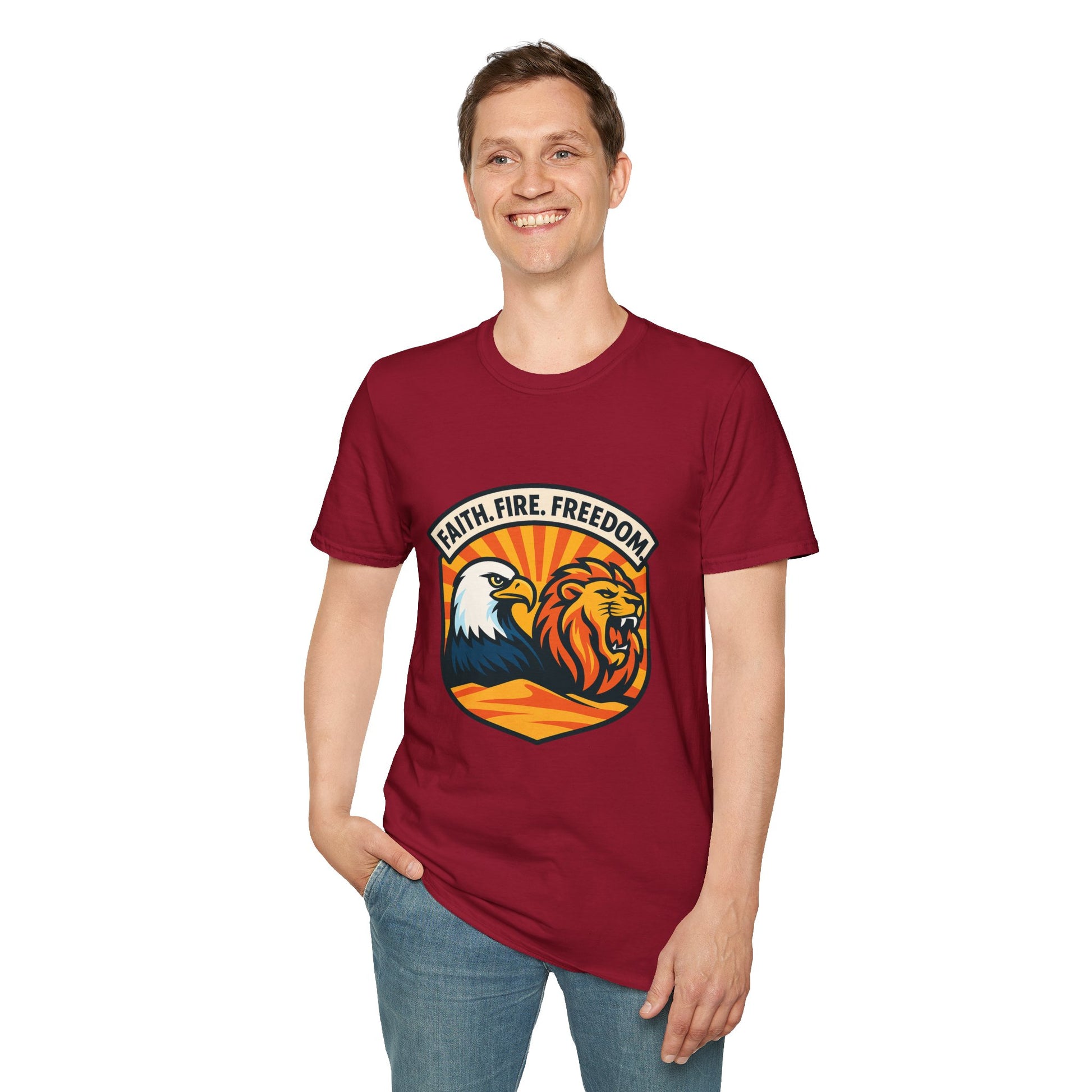 Lions Eagles Rise Unisex Softstyle T-Shirt - American Zionist