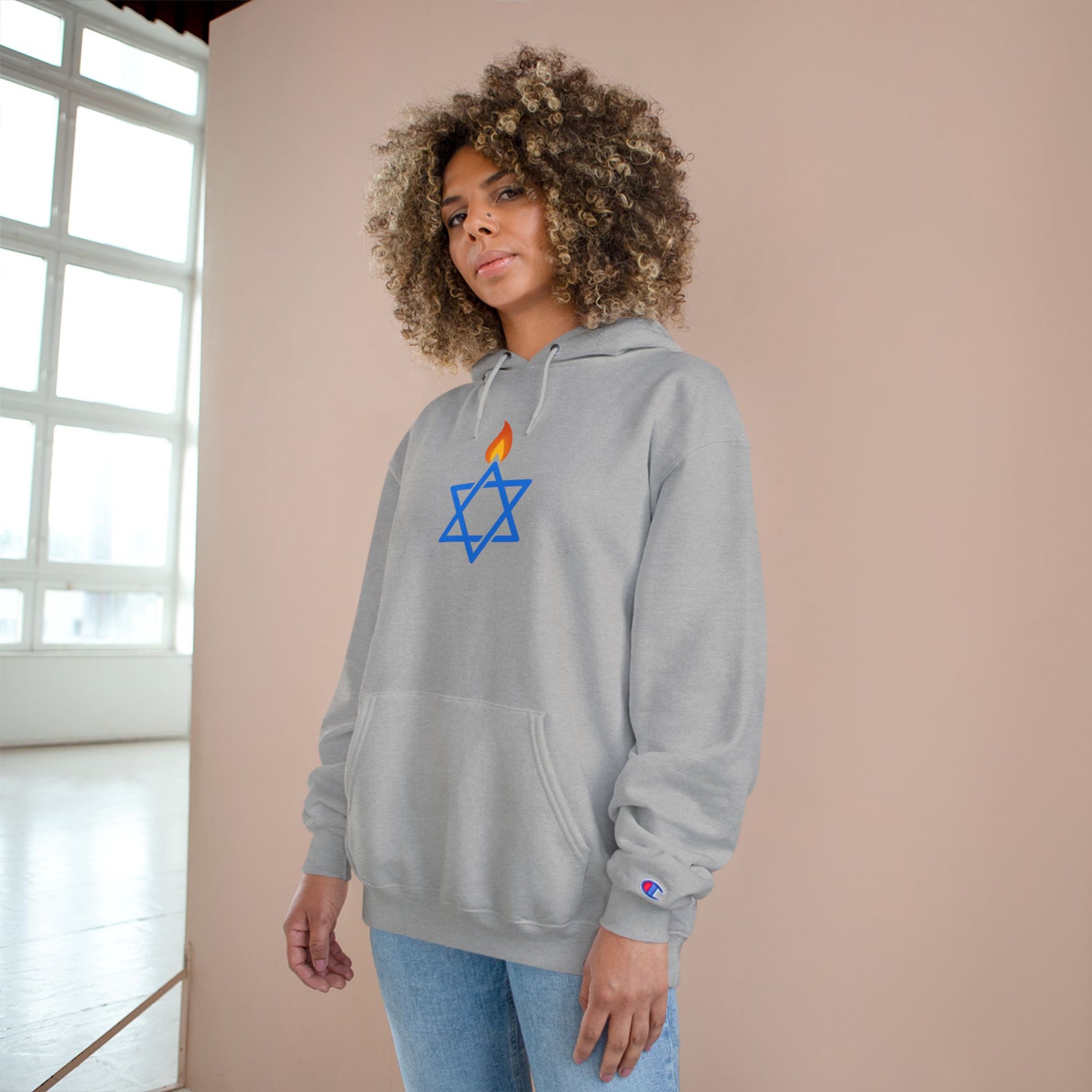 Fire Stars Of David Champion Hoodie - American Zionist