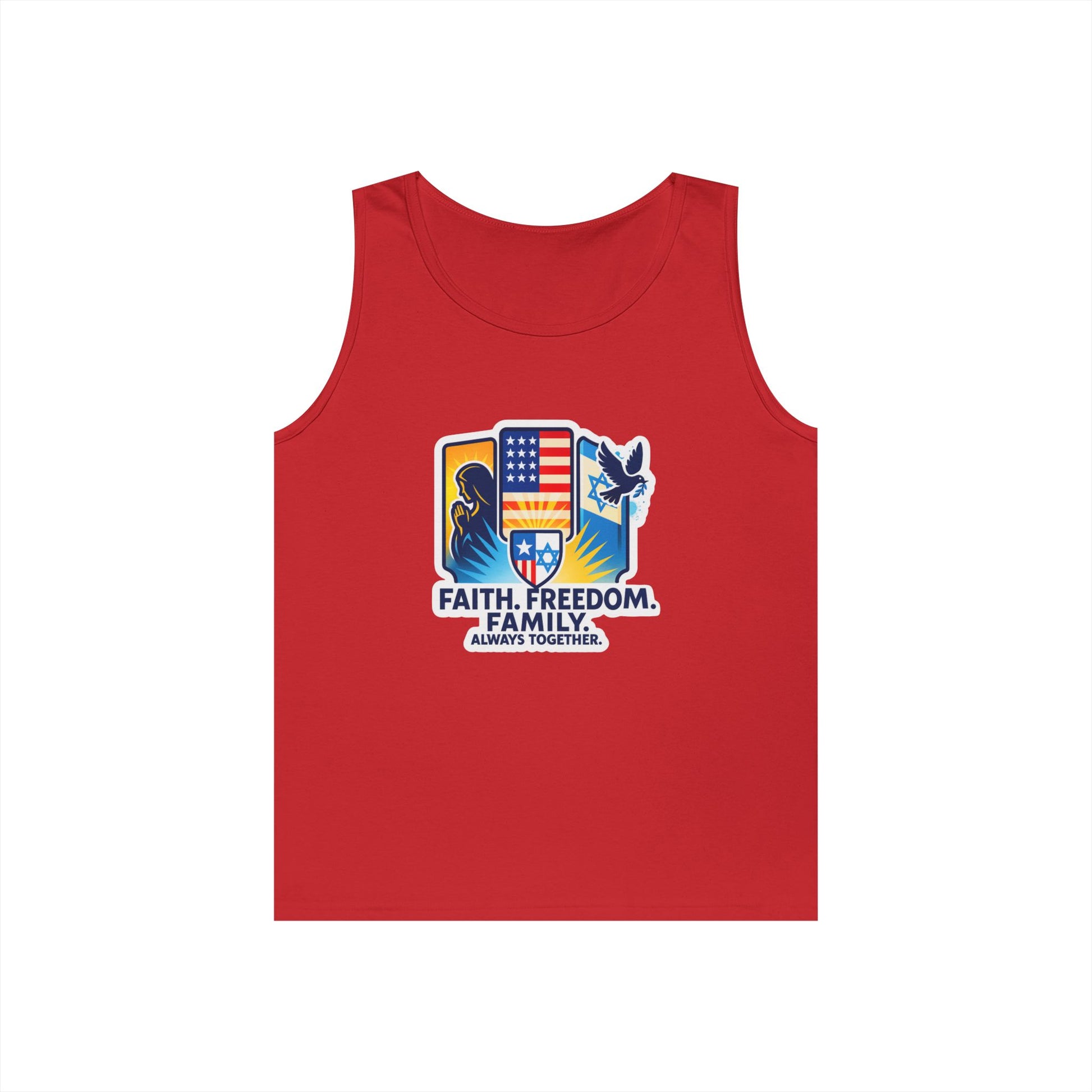Faith Freedom Family Unisex Heavy Cotton Tank Top - American Zionist