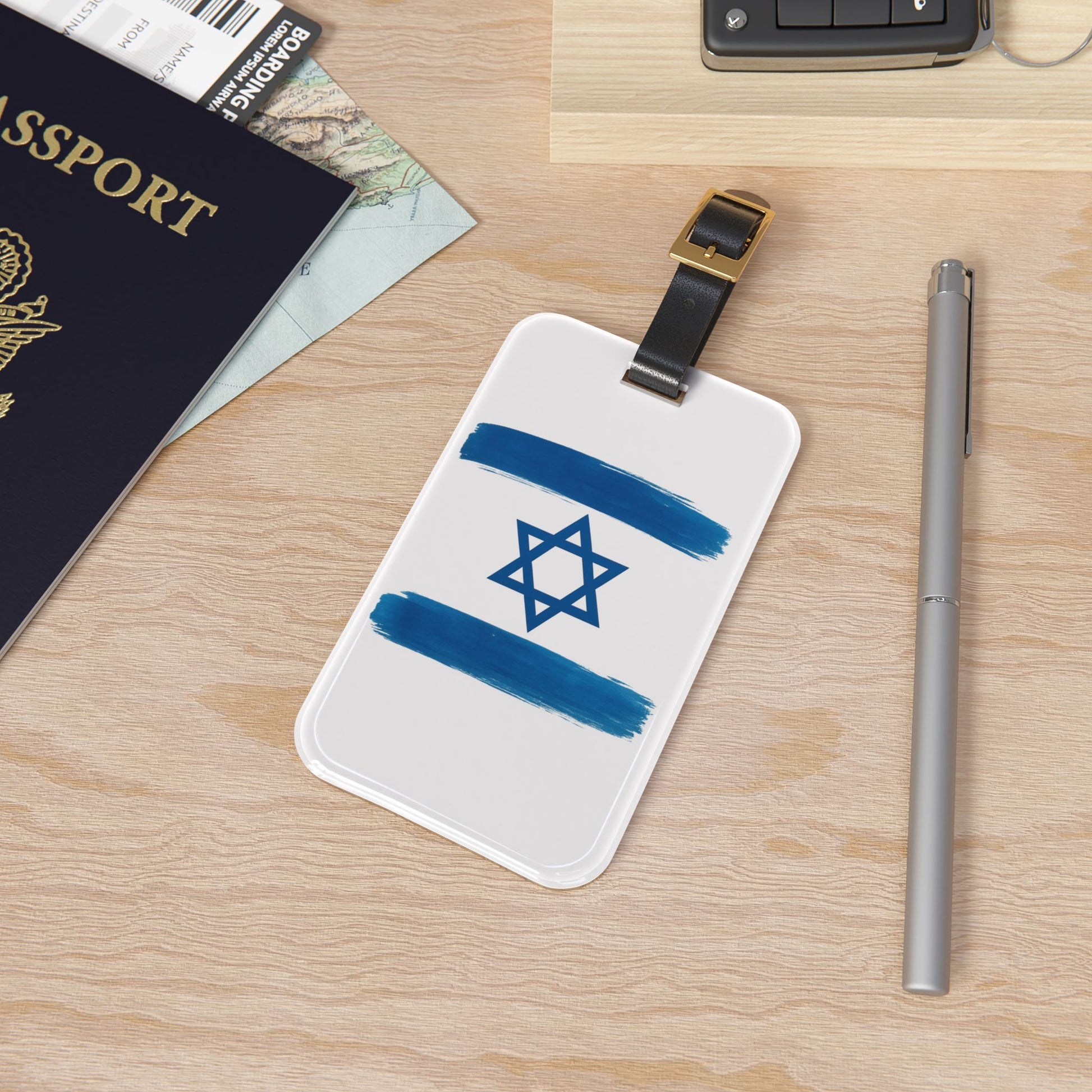 Blue Stars Of David Luggage Tag - American Zionist