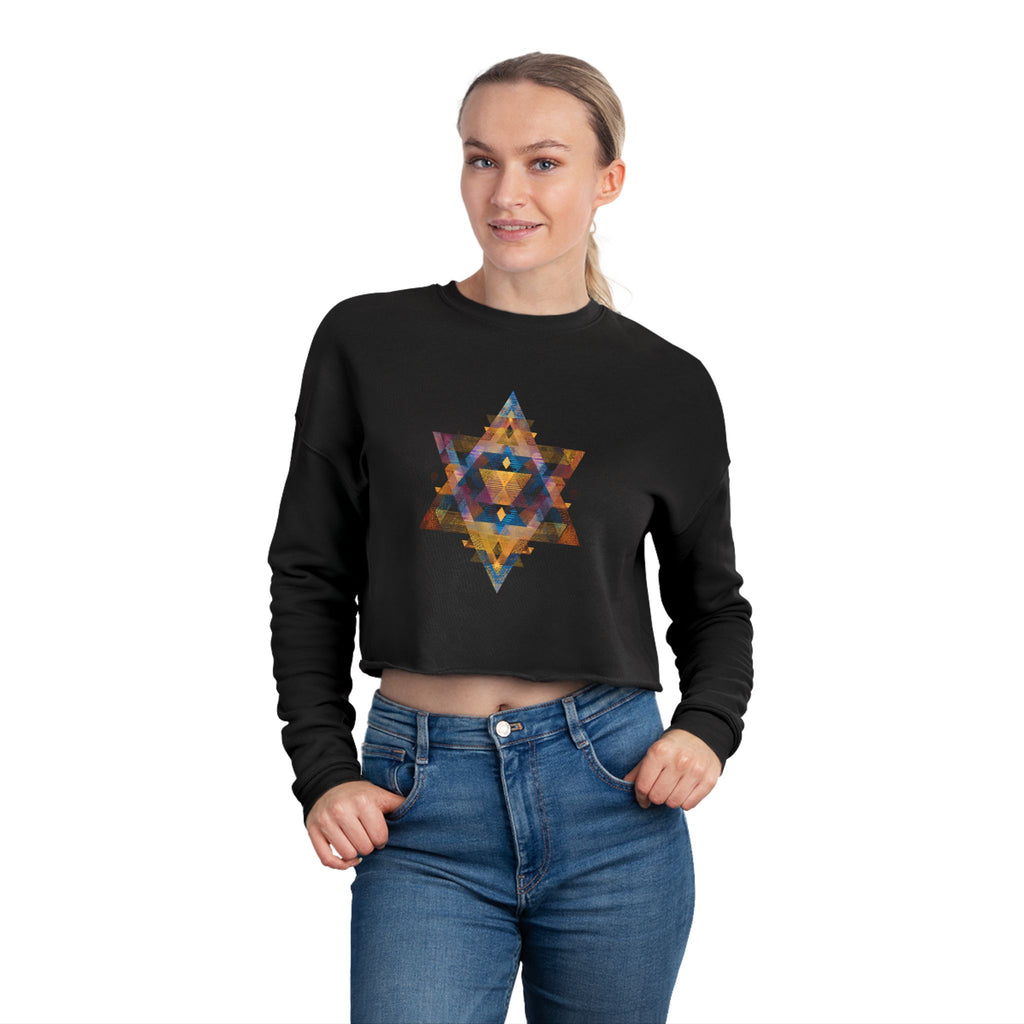 Star of David Geometric Women's Cropped Sweatshirt - American Zionist