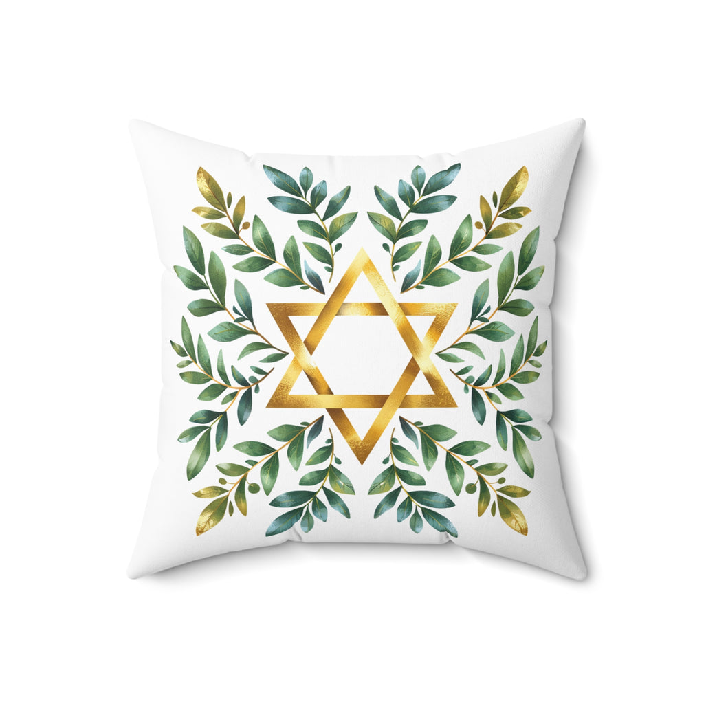 Wreath Star Of David Spun Polyester Square Pillow - American Zionist