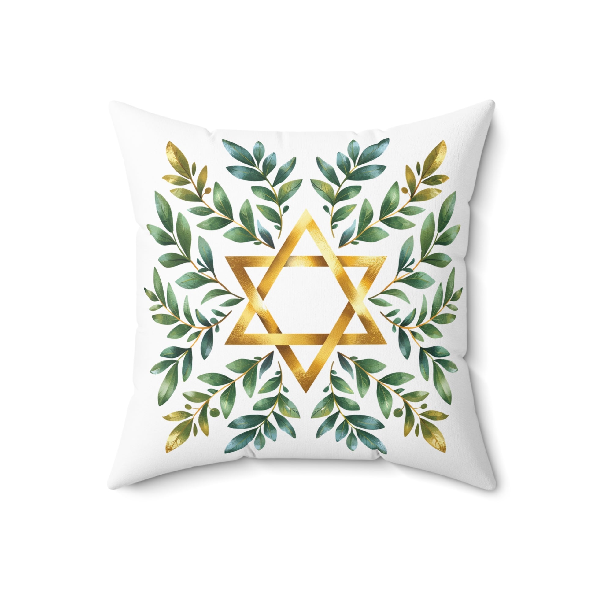 Wreath Star Of David Spun Polyester Square Pillow - American Zionist