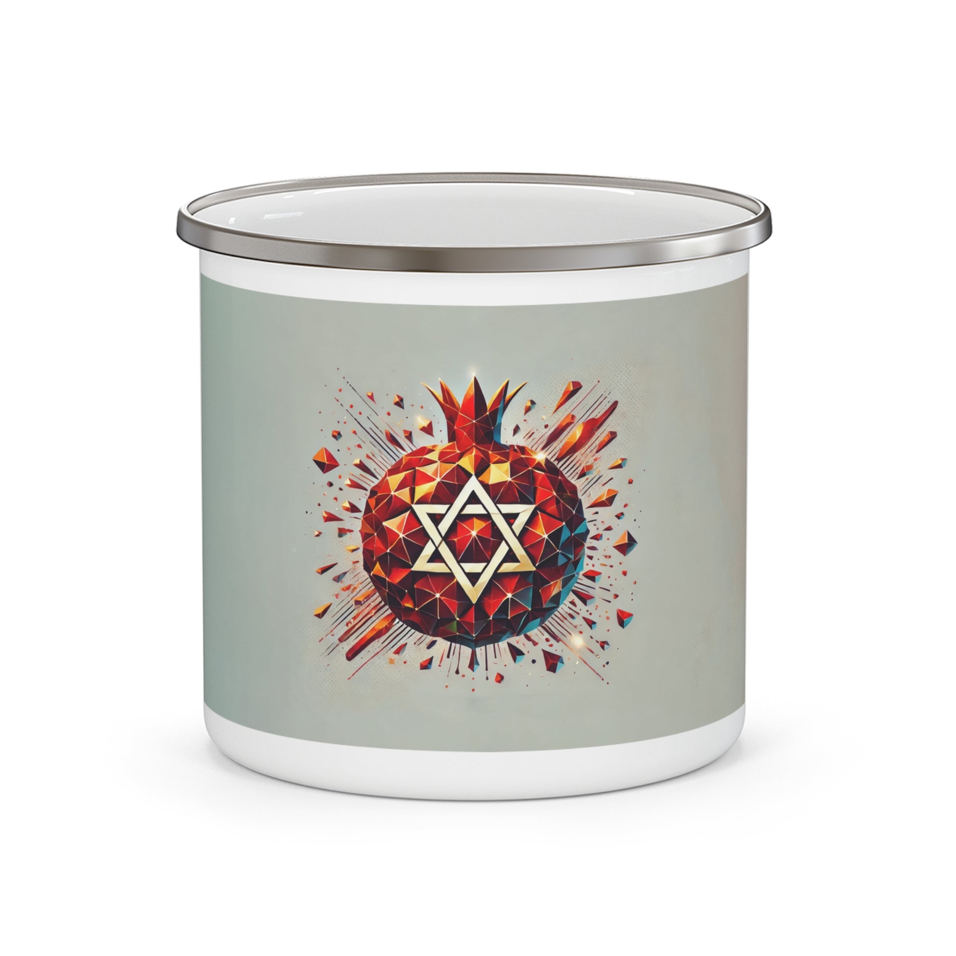 Pomegranate Star of David Enamel Camping Mug - American Zionist