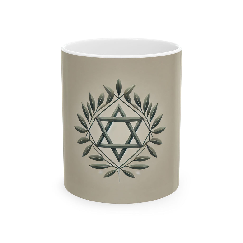 Olive and Star of David Ceramic Mug 11oz, 15oz - American Zionist