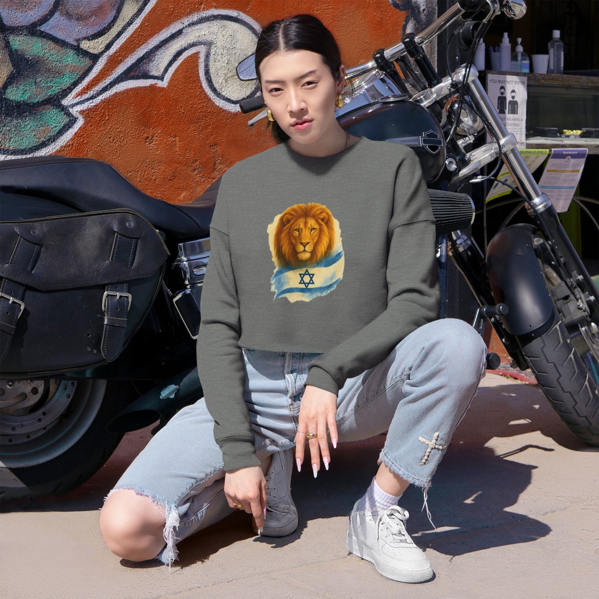 Lion Of Israel Women's Cropped Sweatshirt - American Zionist
