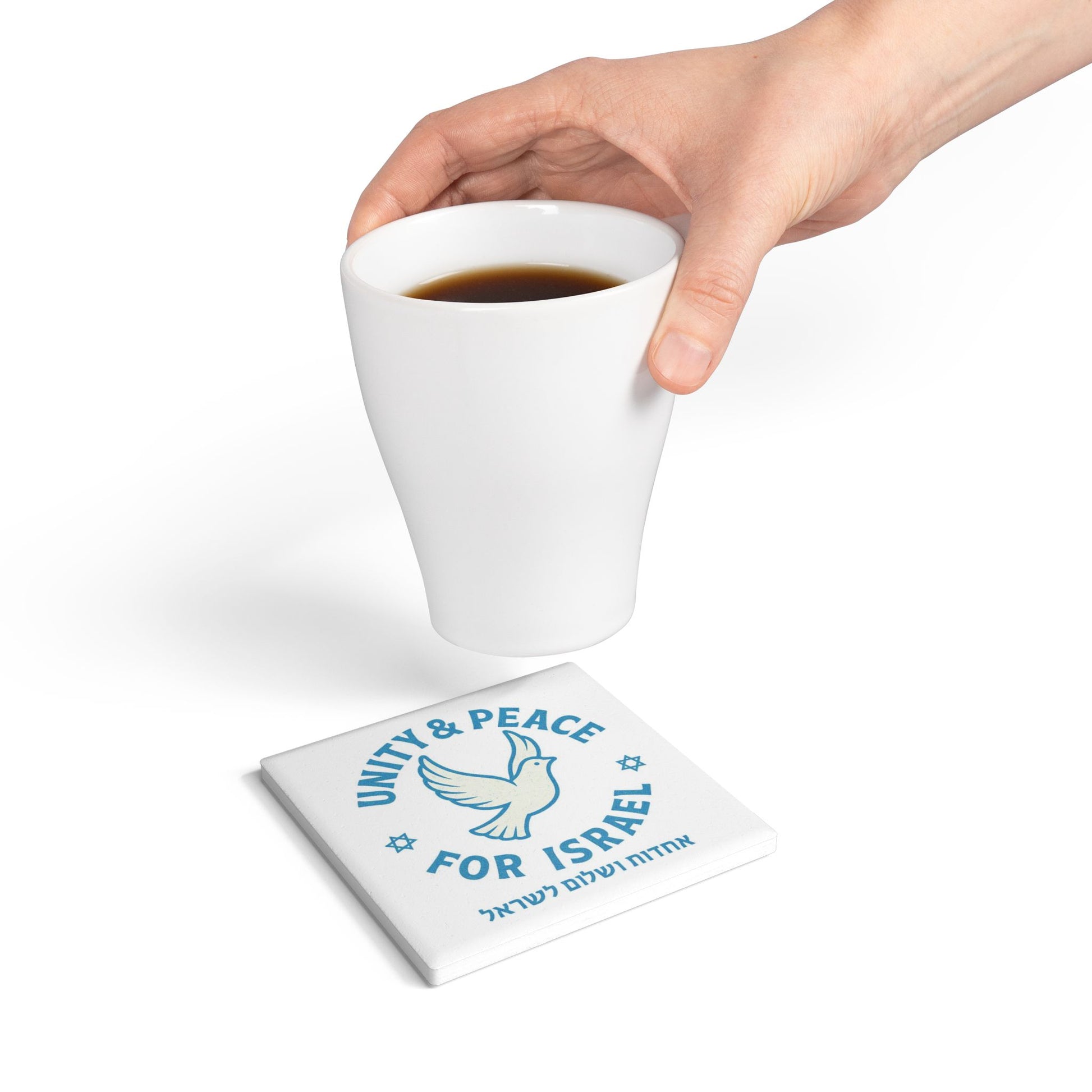 Unity Peace For Israel Ceramic Coaster - American Zionist