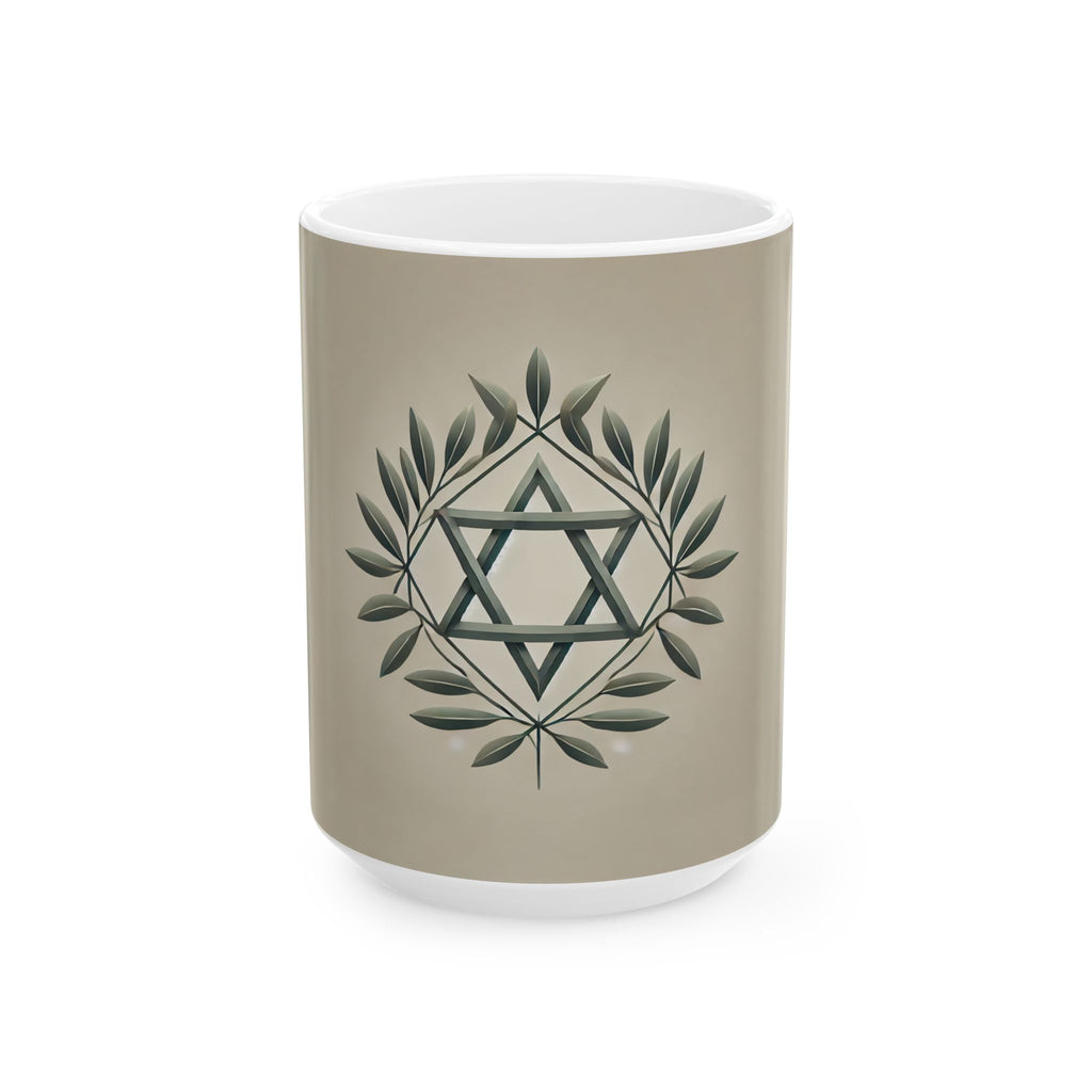 Olive and Star of David Ceramic Mug 11oz, 15oz - American Zionist