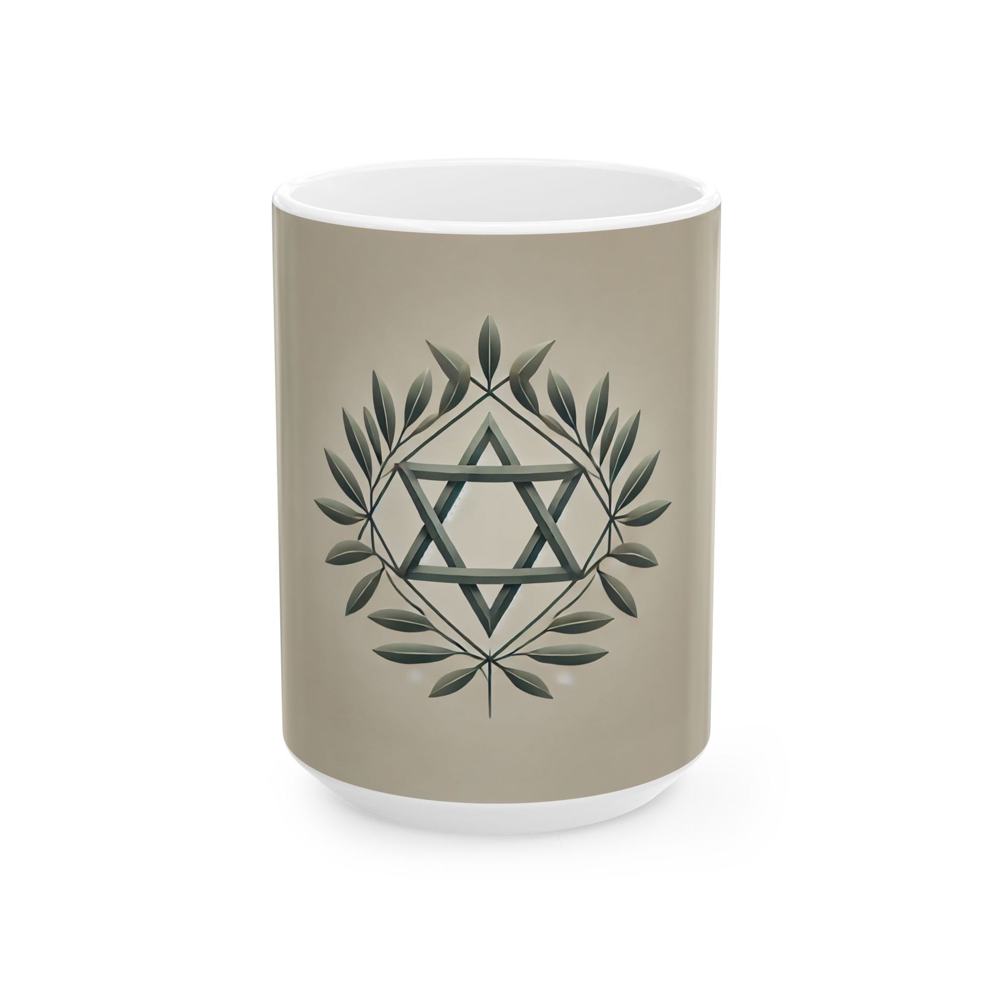 Olive and Star of David Ceramic Mug 11oz, 15oz - American Zionist