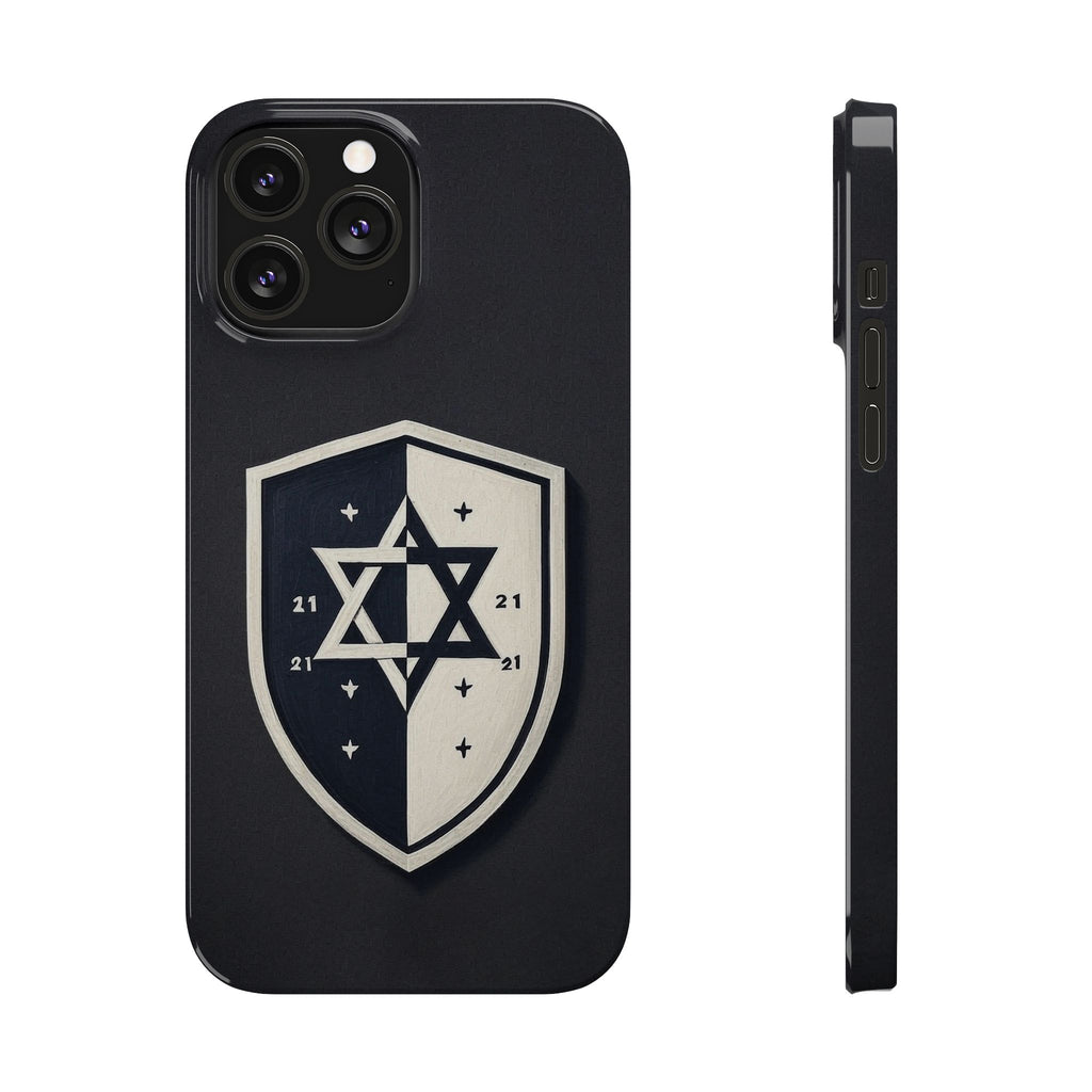 Black and White Shield Slim Phone Cases - American Zionist