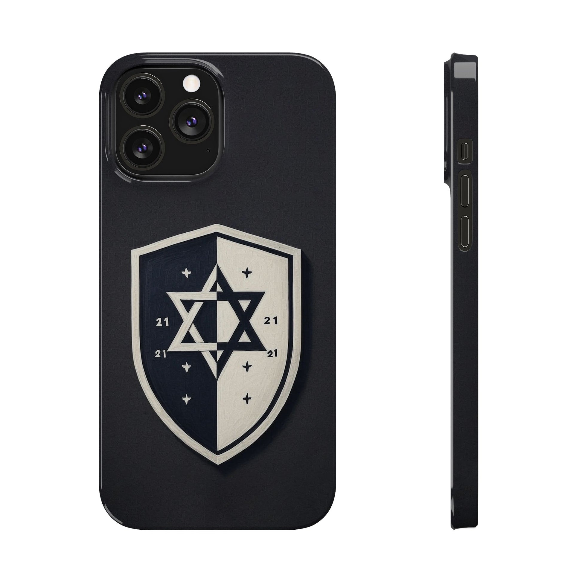 Black and White Shield Slim Phone Cases - American Zionist