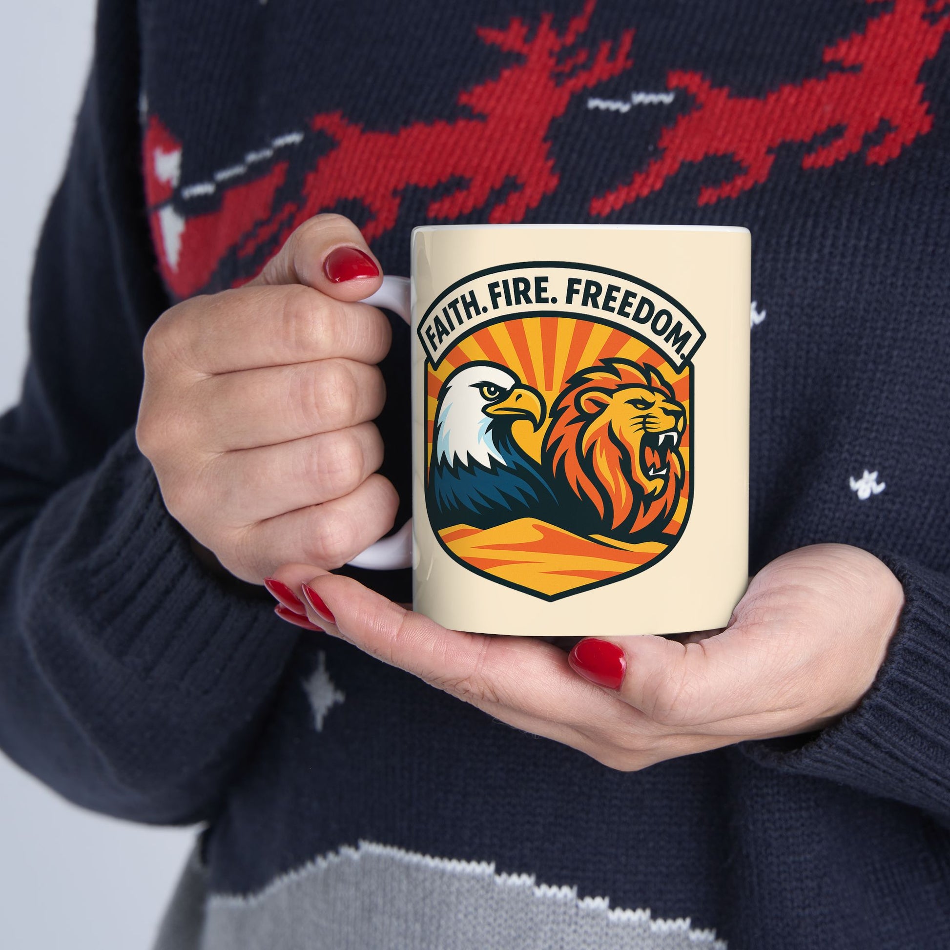 Lions Eagles Rise Ceramic Mug, (11oz, 15oz) - American Zionist