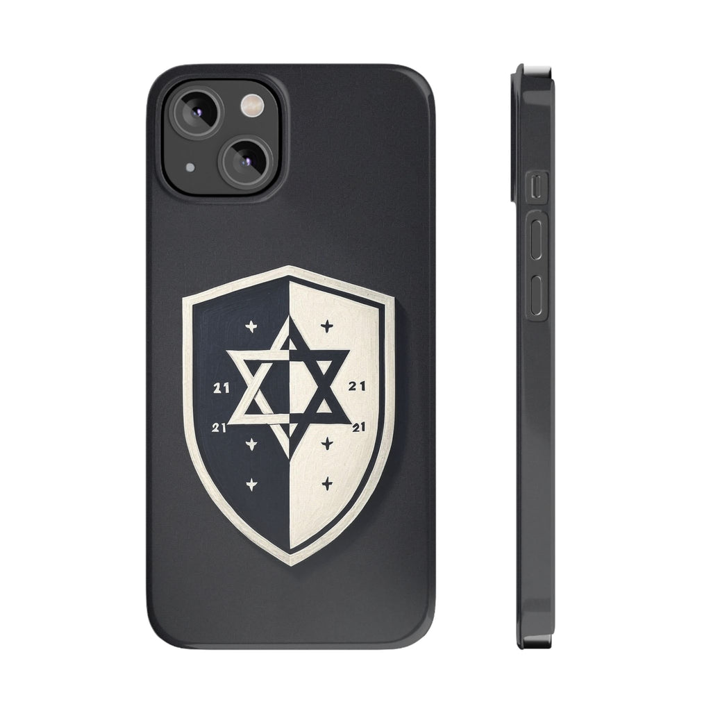 Black and White Shield Slim Phone Cases - American Zionist