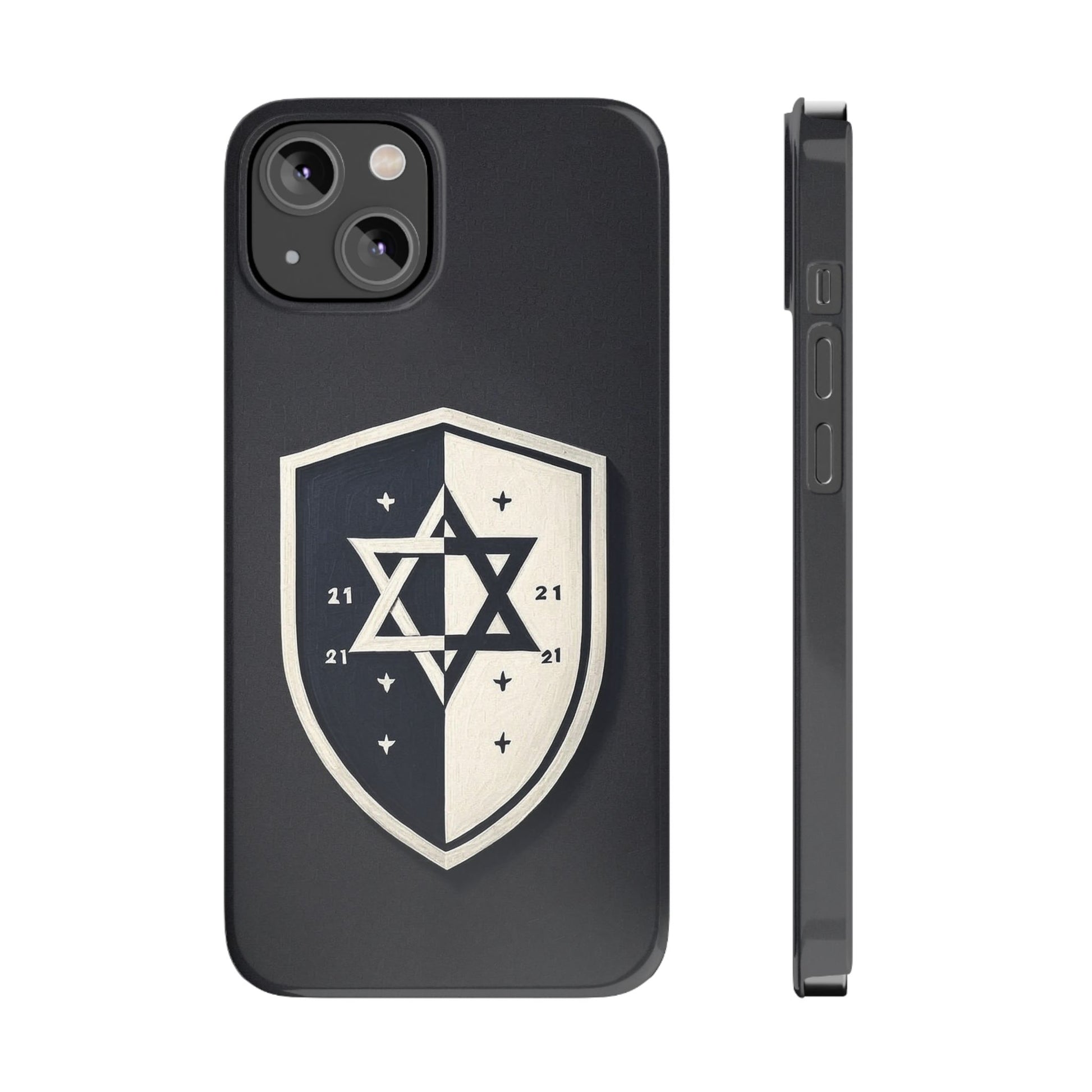 Black and White Shield Slim Phone Cases - American Zionist