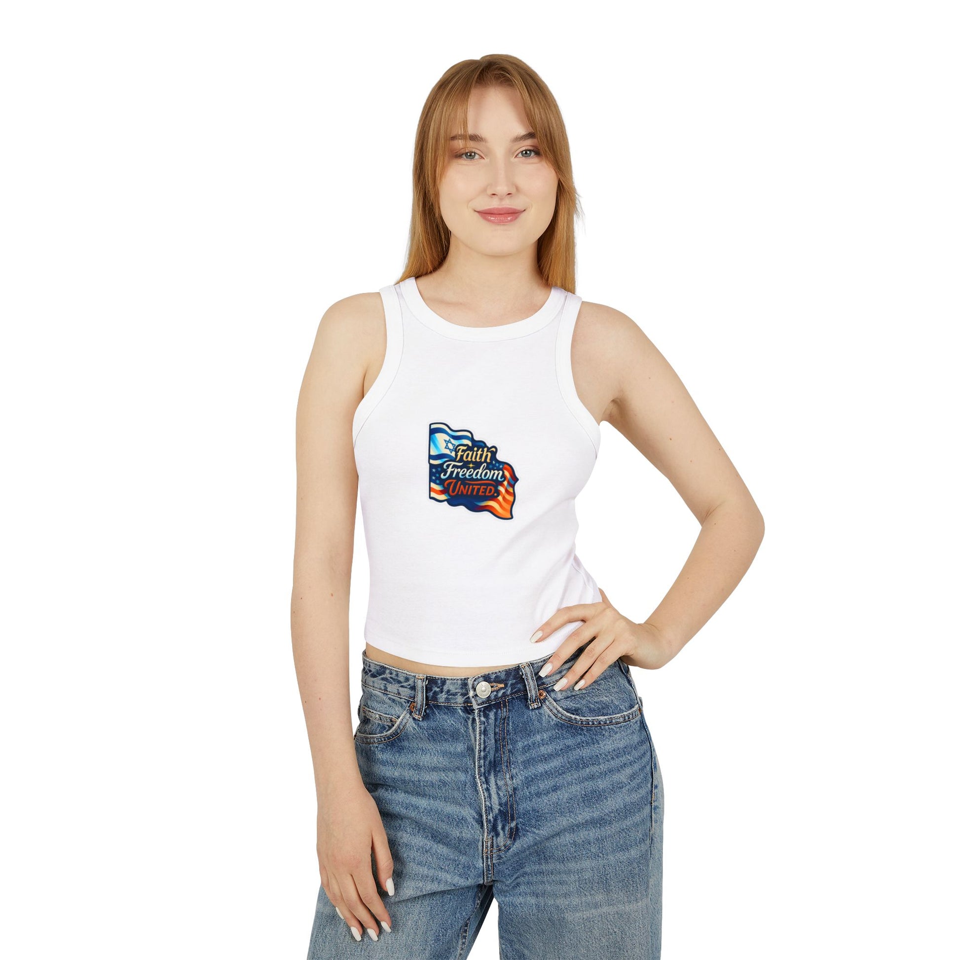 Faith Freedom United Women's Micro Rib Racer Tank Top - American Zionist