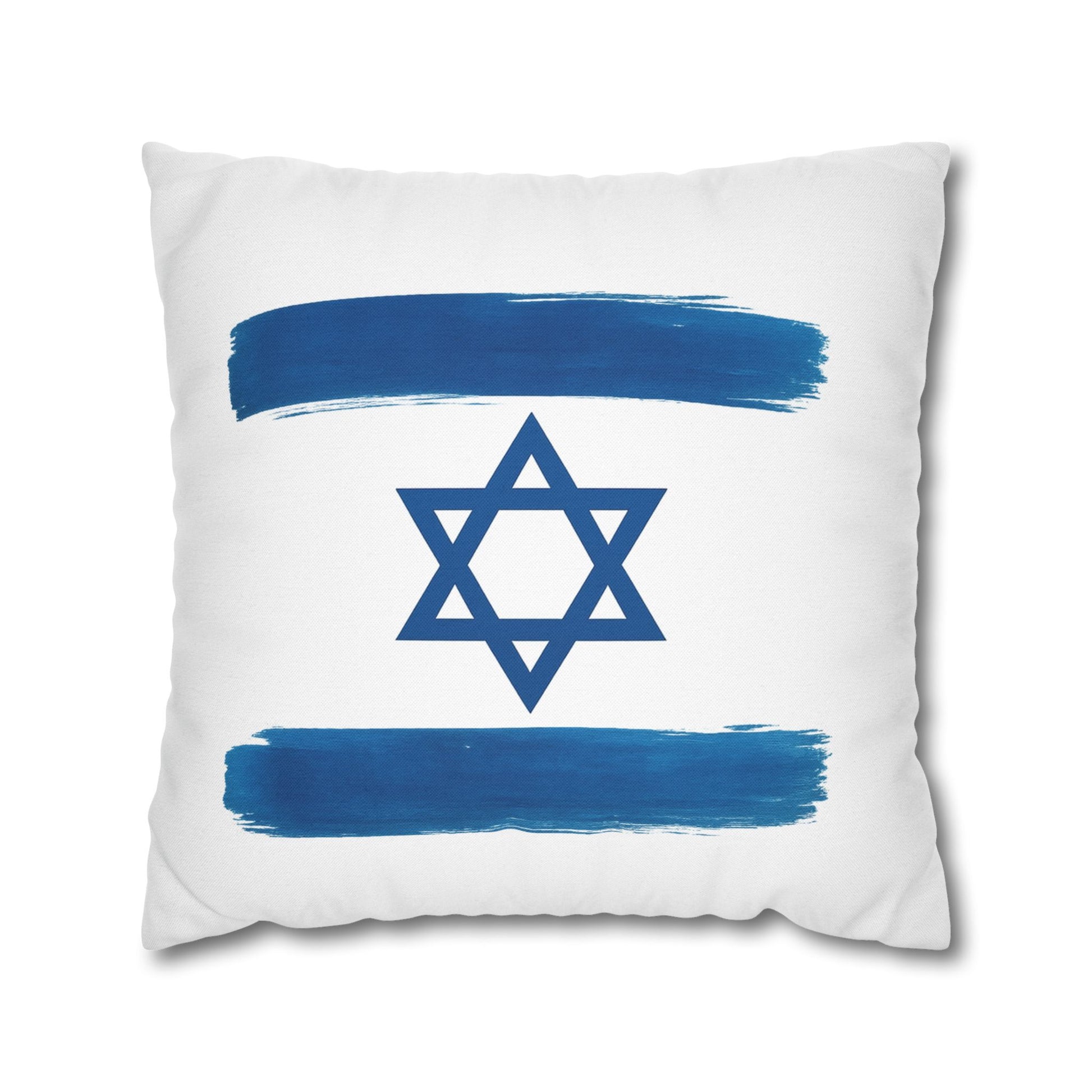 Blue Stars Of David Spun Polyester Square Pillowcase - American Zionist