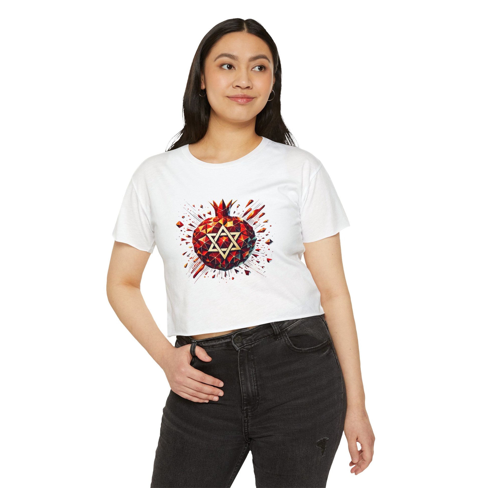 Pomegranate Star of David Women's Festival Crop Top - American Zionist