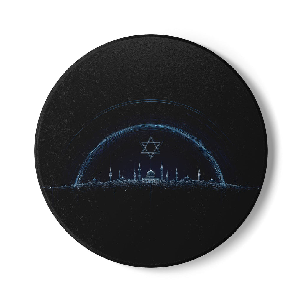 Futuristic City of Israel Ceramic Coaster - American Zionist