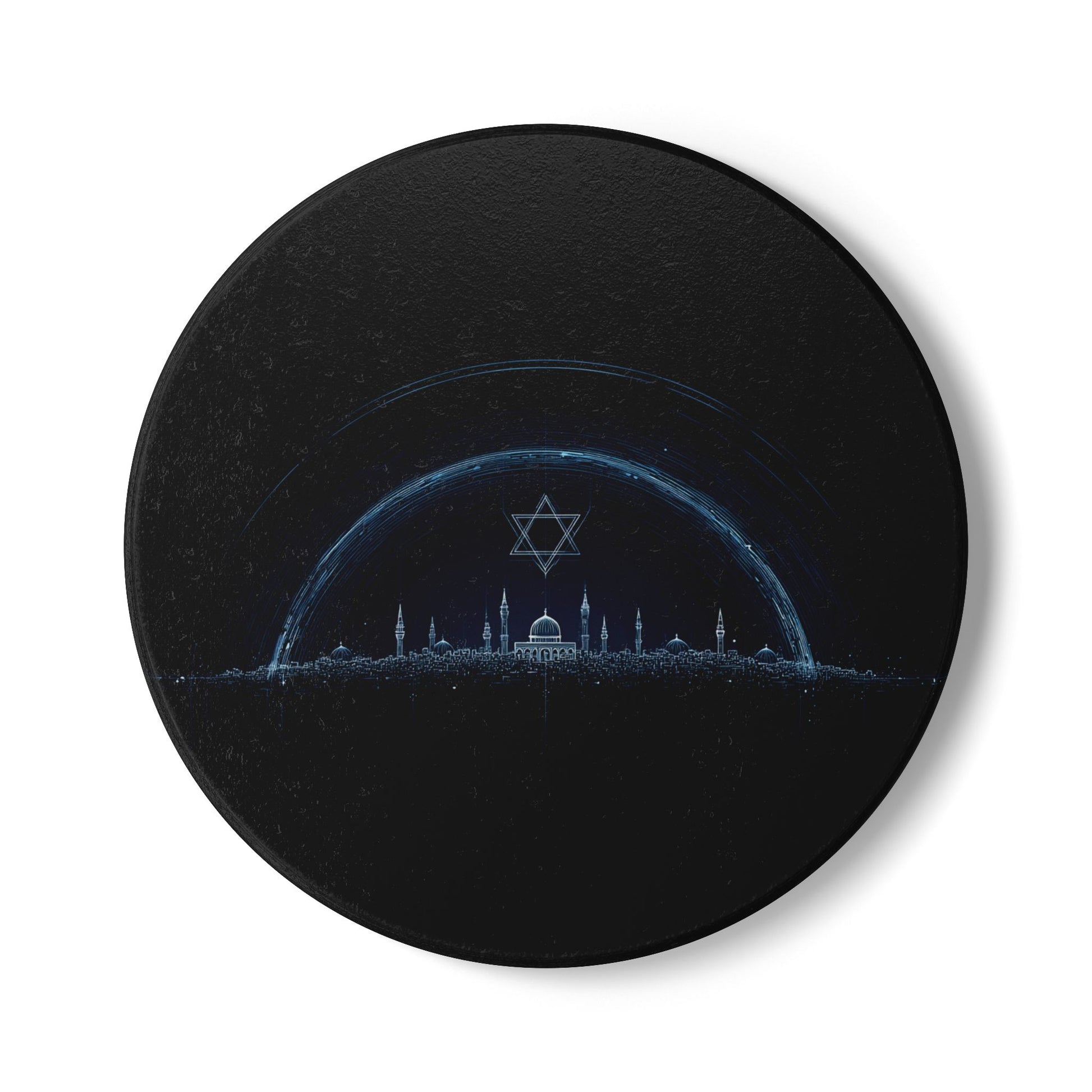 Futuristic City of Israel Ceramic Coaster - American Zionist