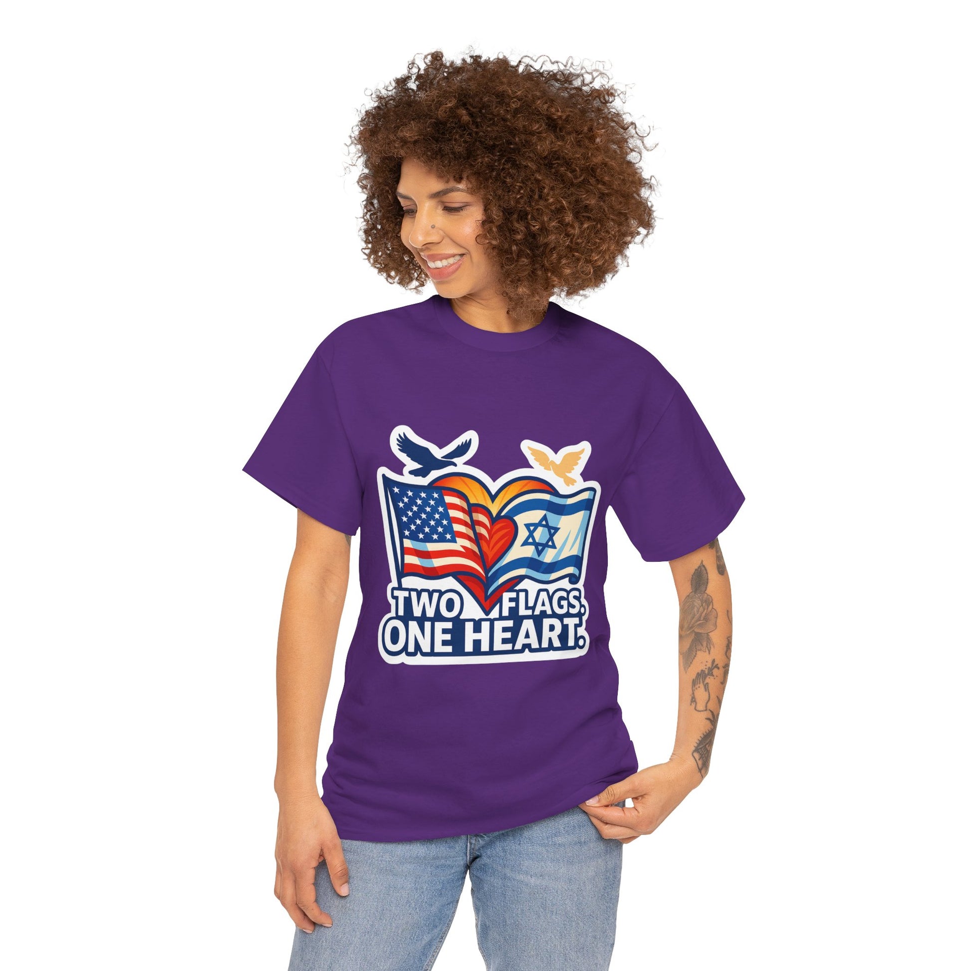 Two Flags One Heart Unisex Heavy Cotton Tee - American Zionist