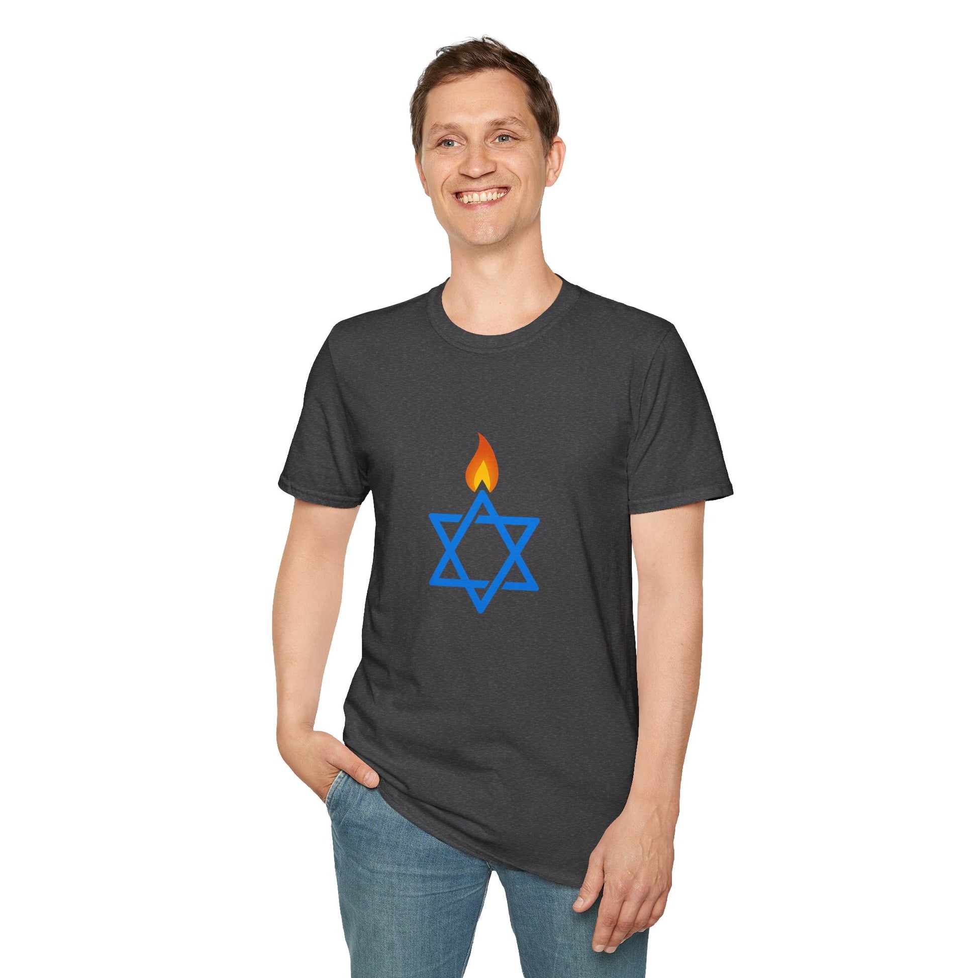 Fire Stars Of David Unisex Softstyle T-Shirt - American Zionist