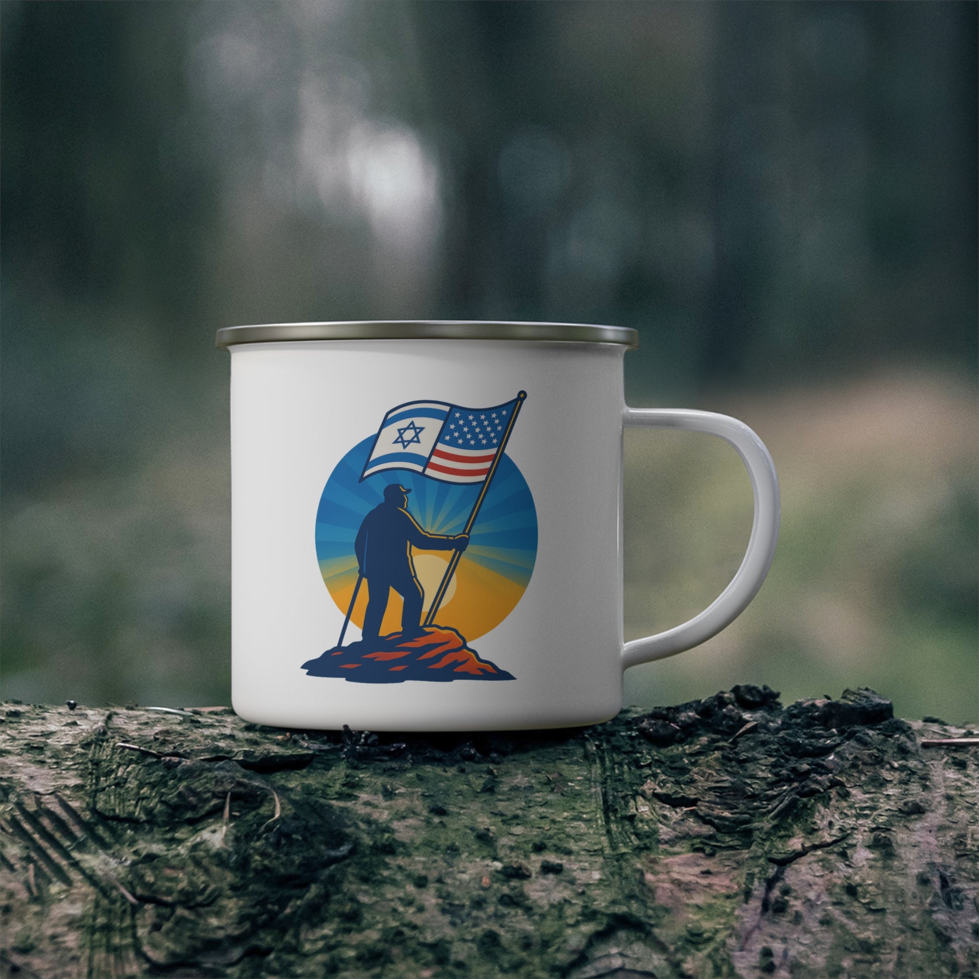 Grandpa Stands Tall Enamel Camping Mug - American Zionist
