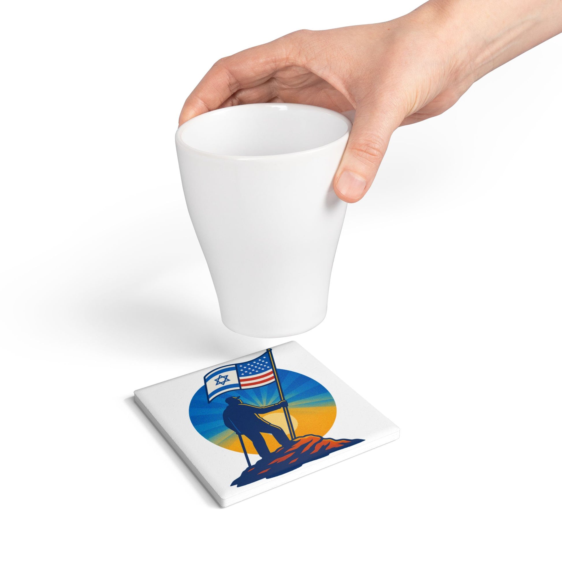 Grandpa Stands Tall Ceramic Coaster - American Zionist