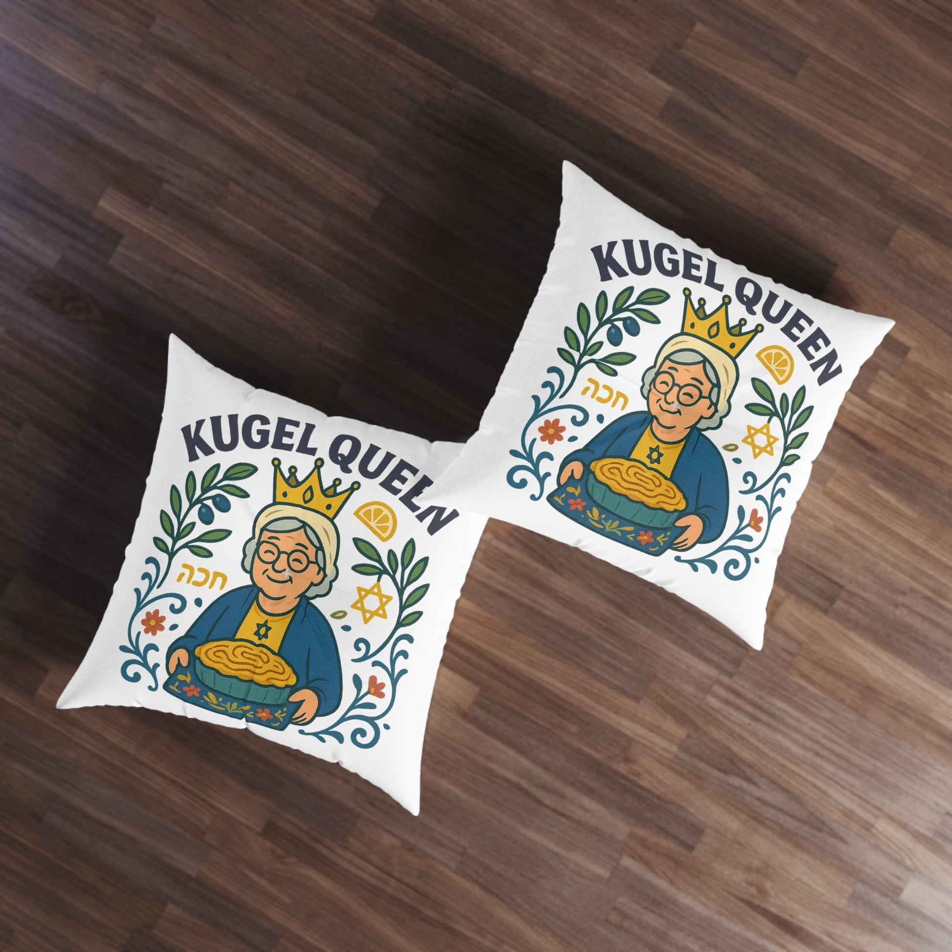 Kugel Queen Tufted Floor Pillow, Square - American Zionist