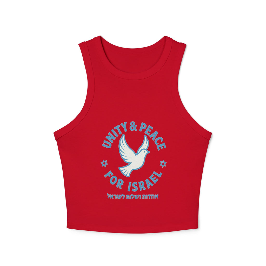 Unity Peace For Israel Women's Micro Rib Racer Tank Top - American Zionist