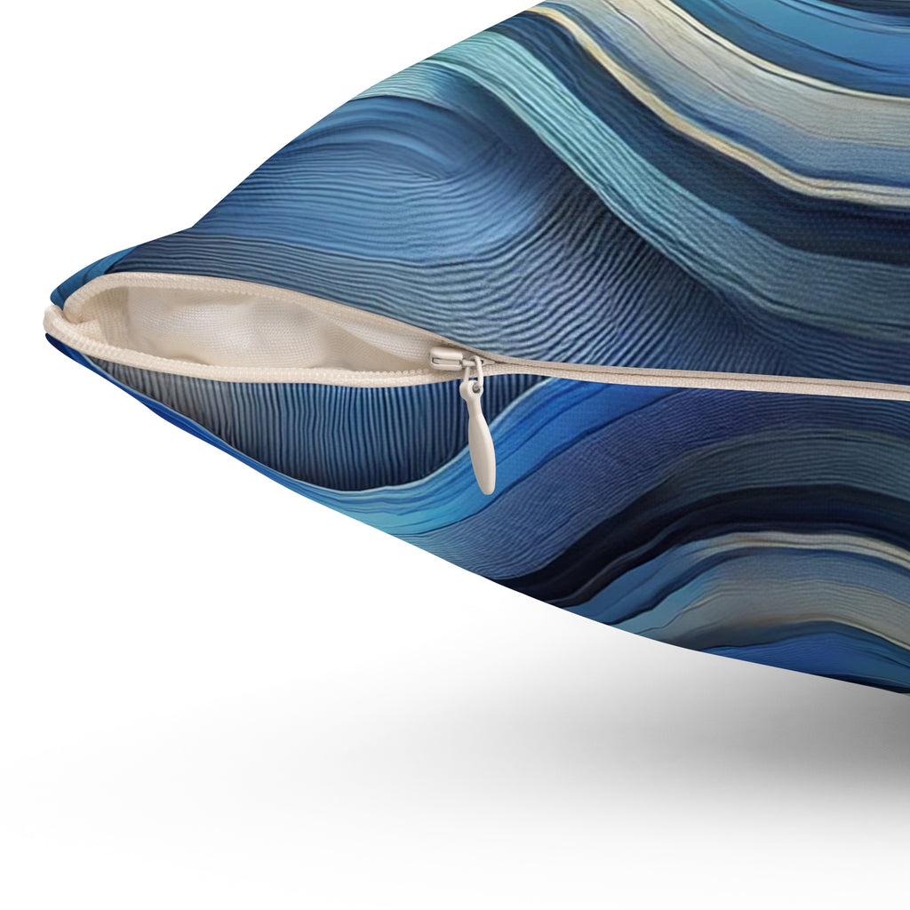 Blue Wave Star Flow Spun Polyester Square Pillow - American Zionist